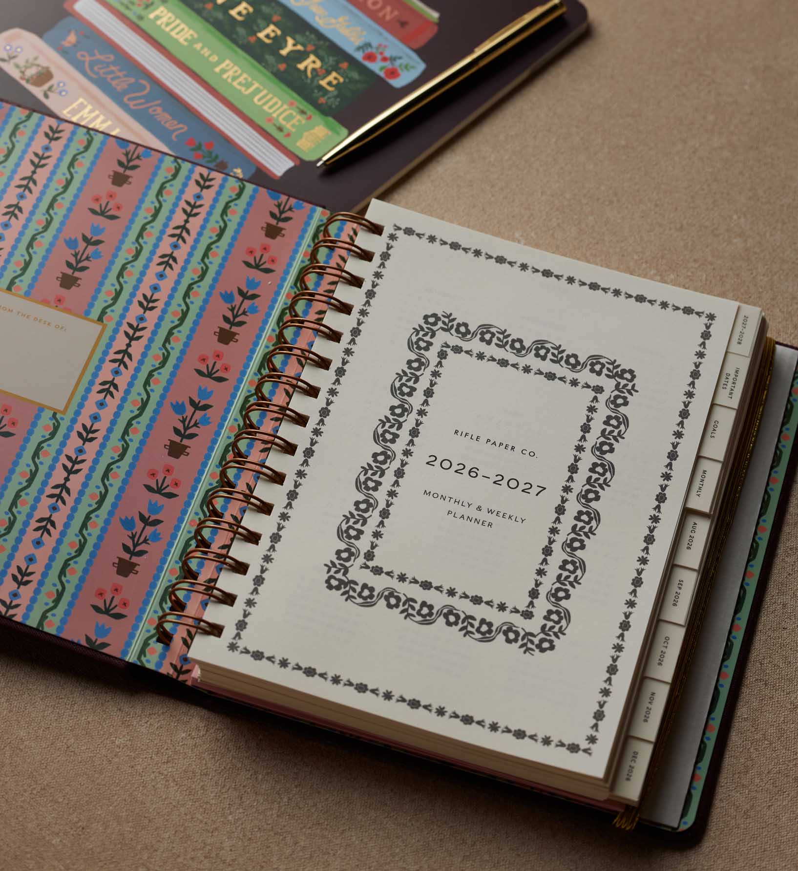 2026-2027 17-Month Academic Covered Spiral Planner - Paisley Stripe - Image 3