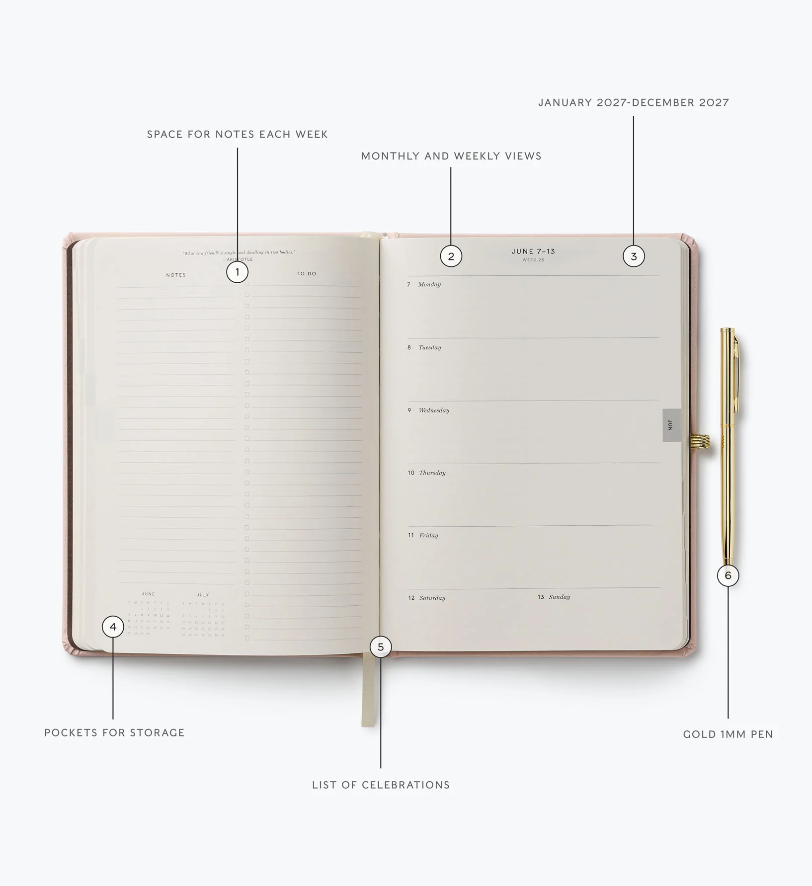 2027 12-Month Hardcover Planner with Pen - Paisley - Image 4