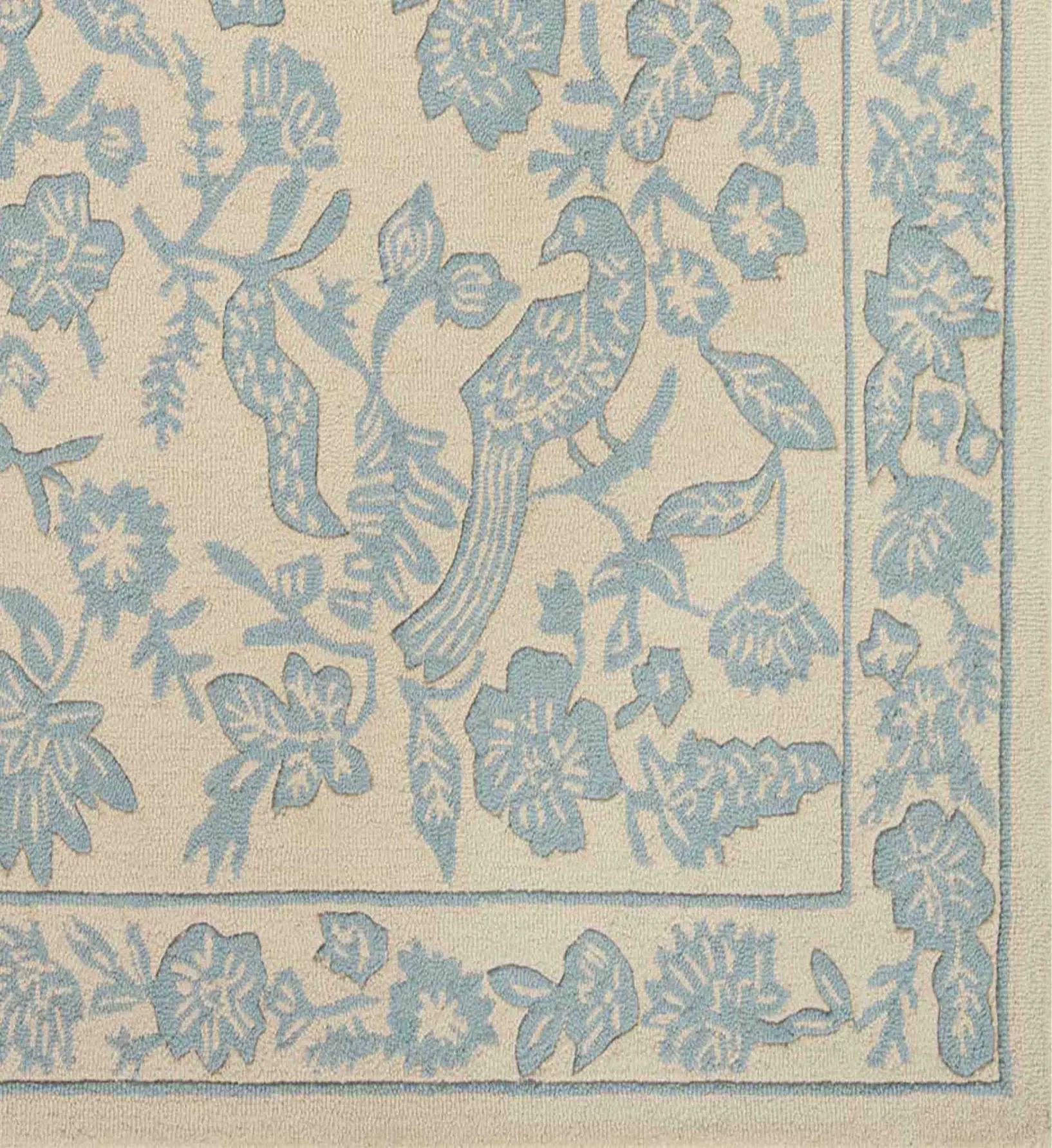 Arboretum Aviary Wool-Hooked Rug - Periwinkle - Image 2