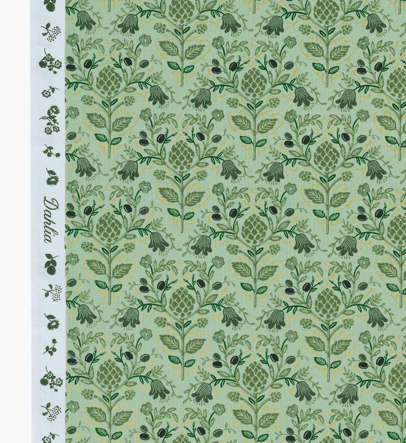 Artichoke Cotton Metallic Fabric - Sage - Image 4