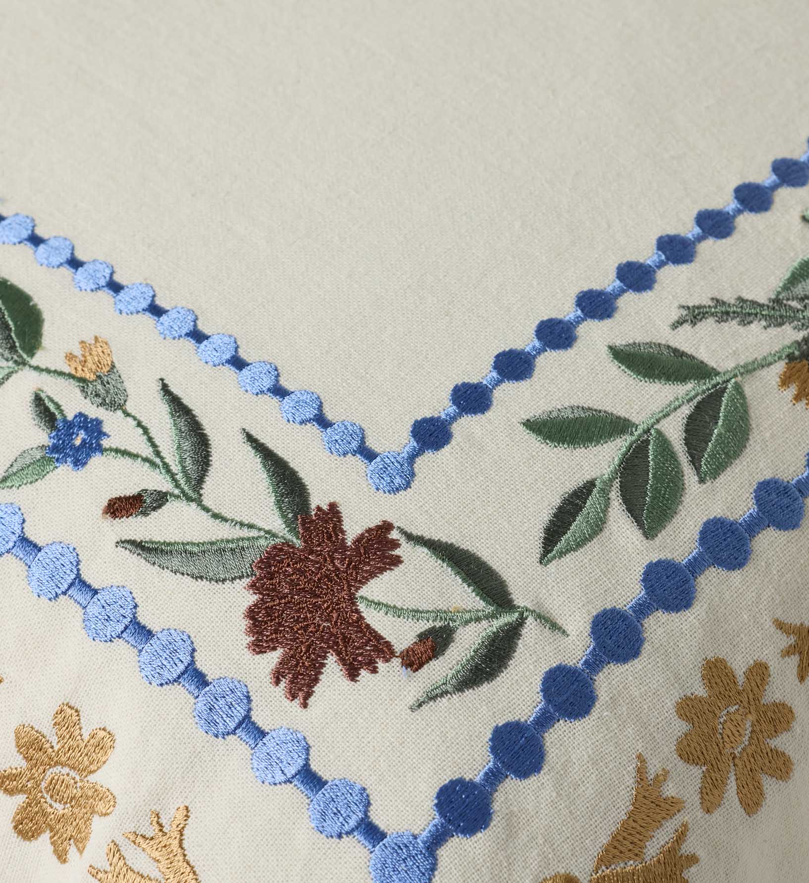 Aster Border Embroidered Pillow - Ivory - Image 2