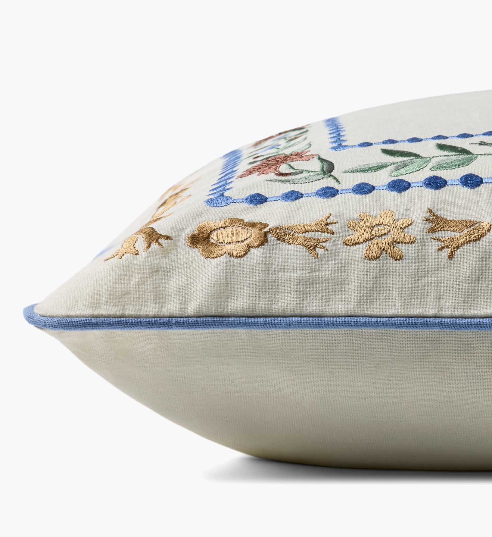 Aster Border Embroidered Pillow - Ivory - Image 3