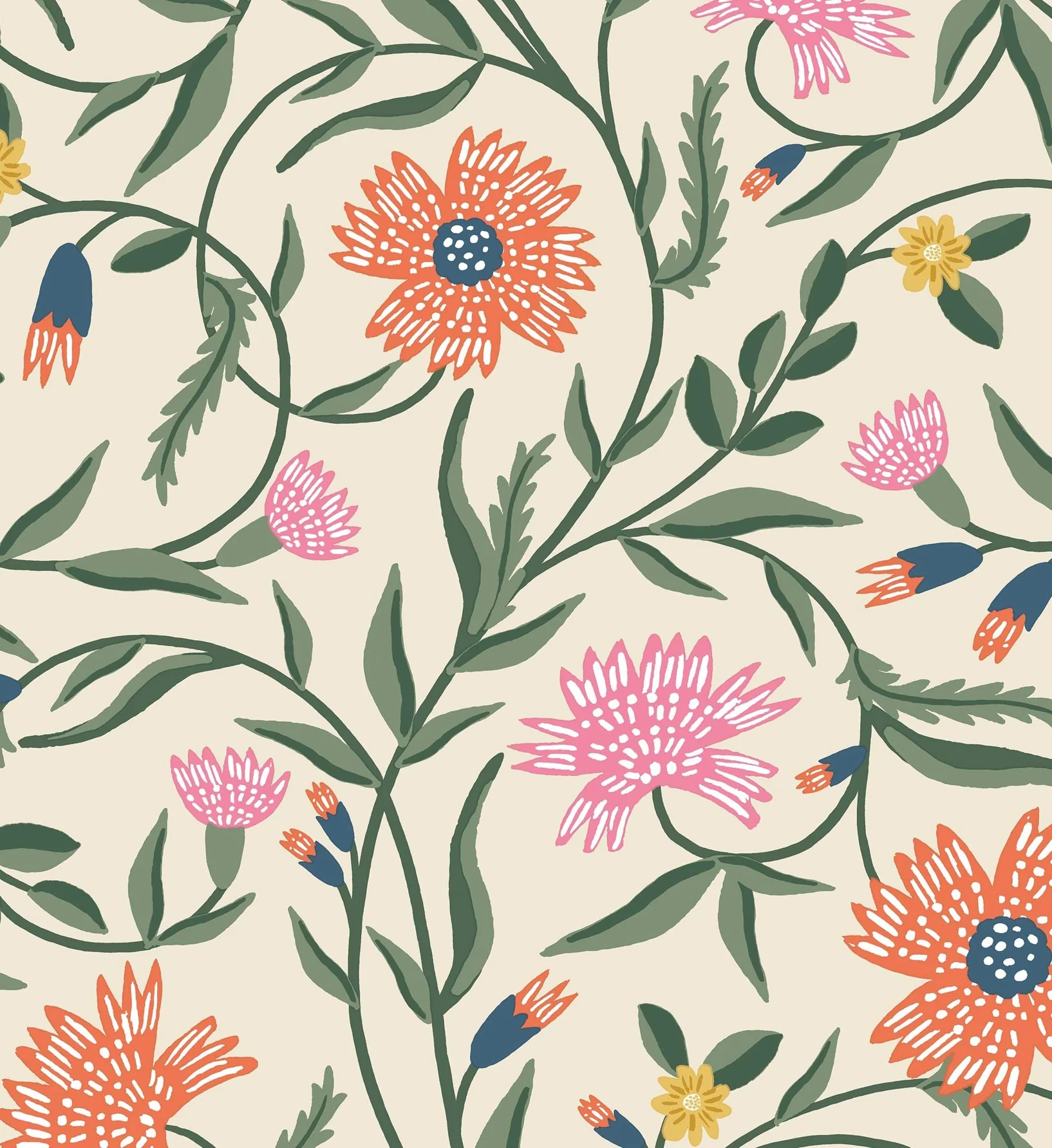 Aster Wallpaper - Linen & Coral - Image 3