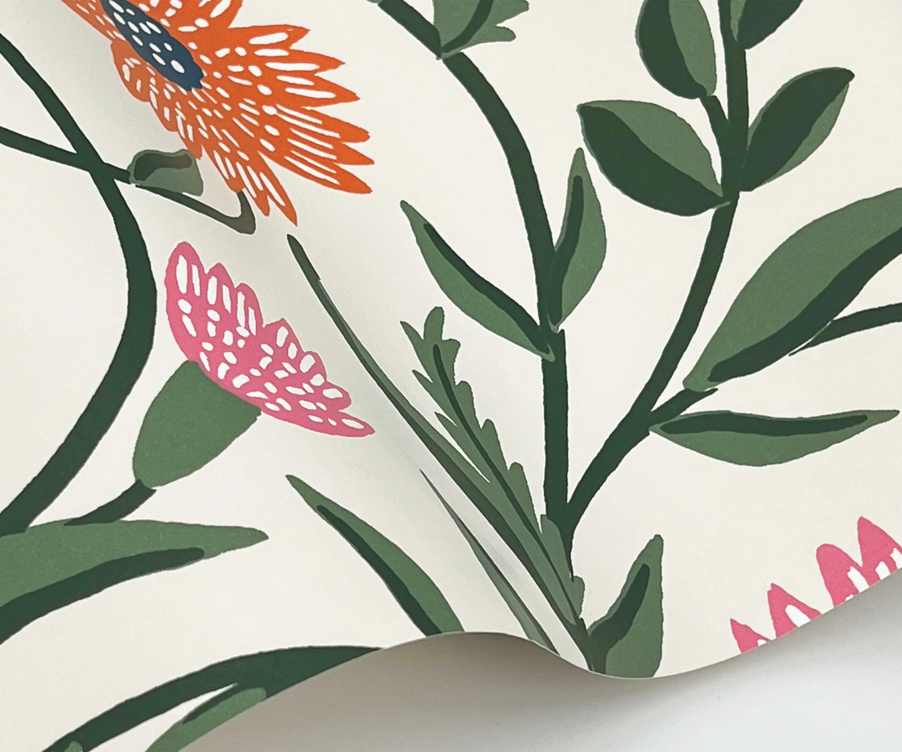 Aster Wallpaper Sample - Linen & Coral - Image 2