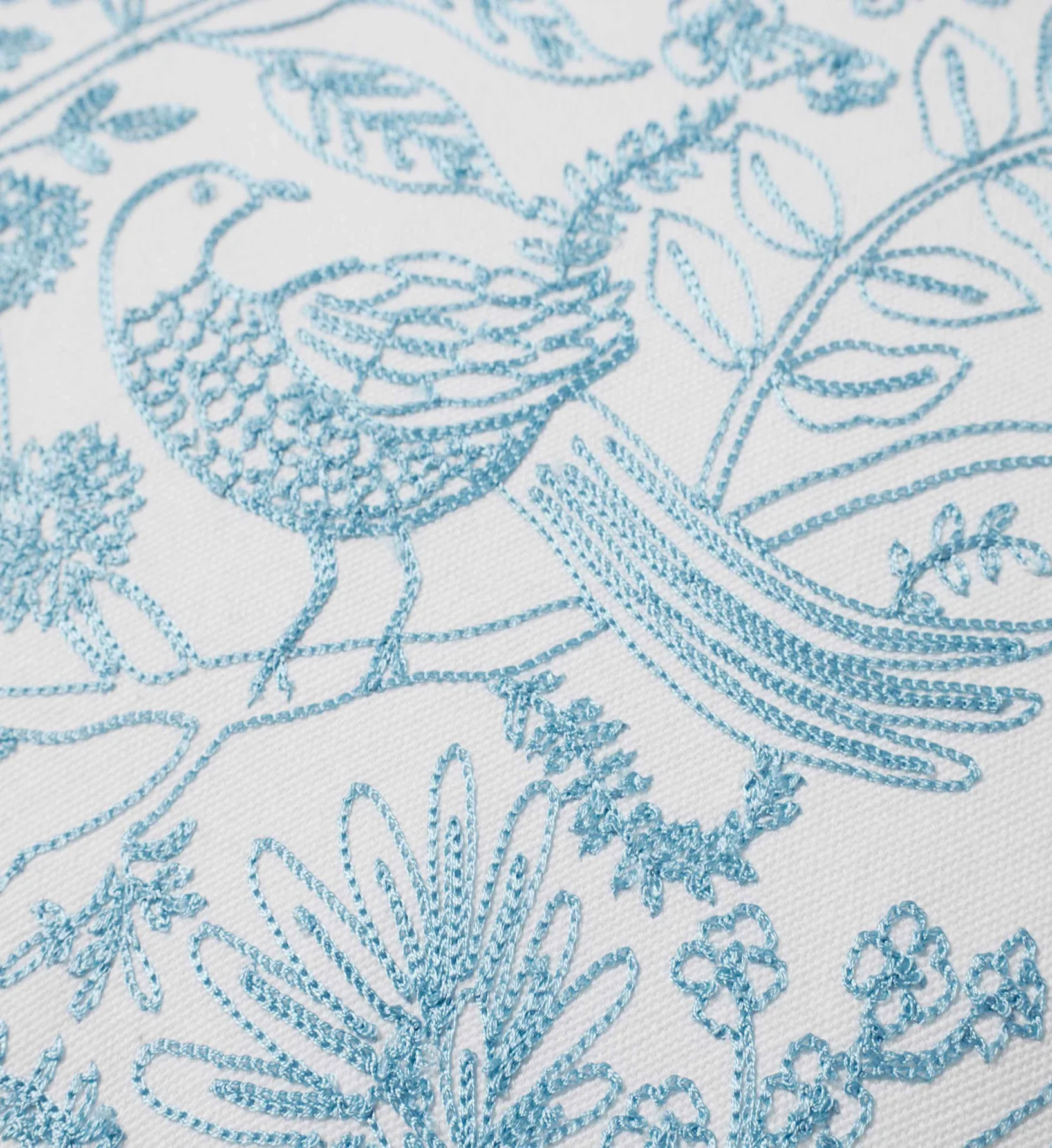 Aviary Embroidered Lumbar Pillow - Blue - Image 2