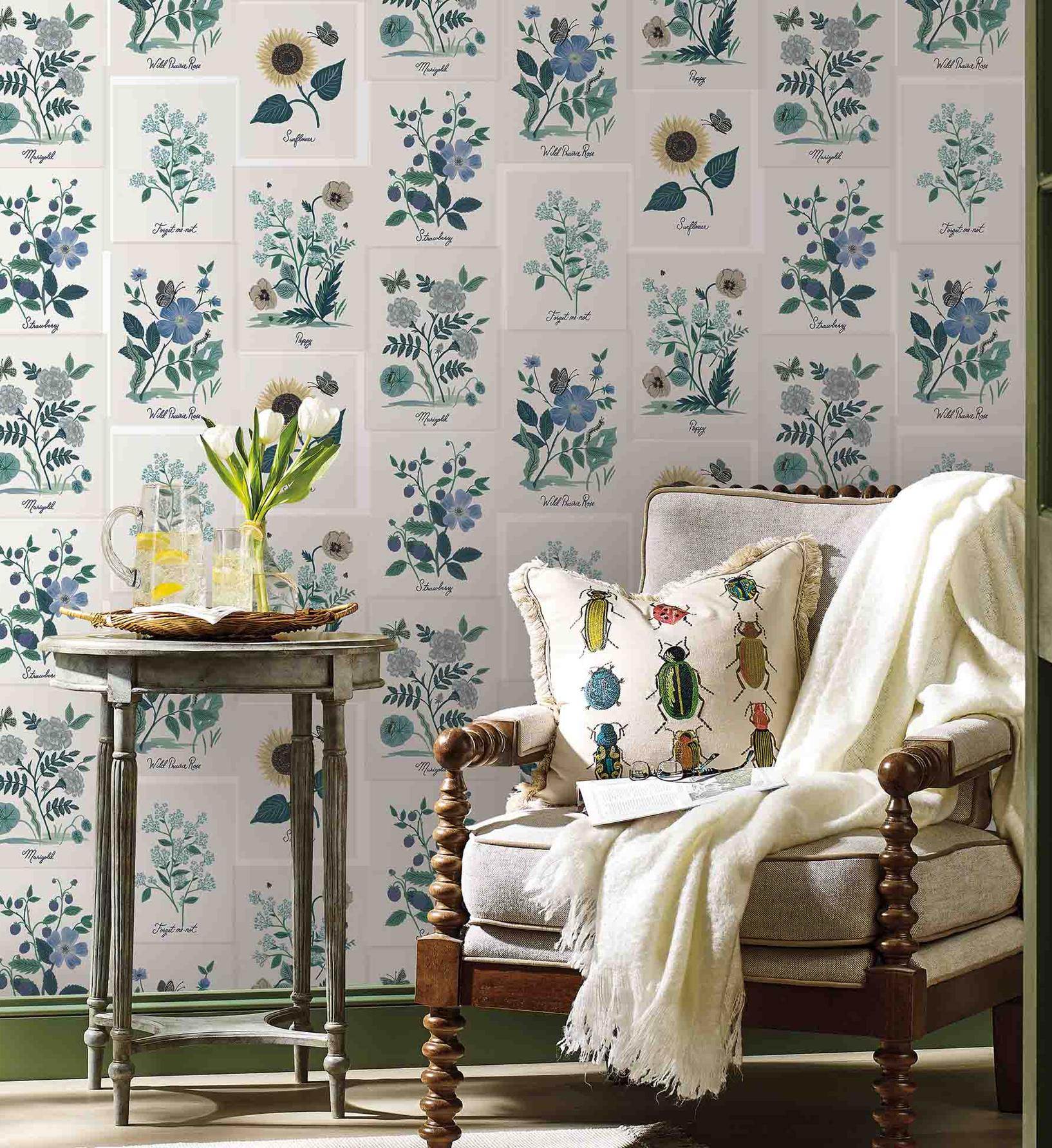 Botanical Prints Wallpaper - Indigo - Image 2