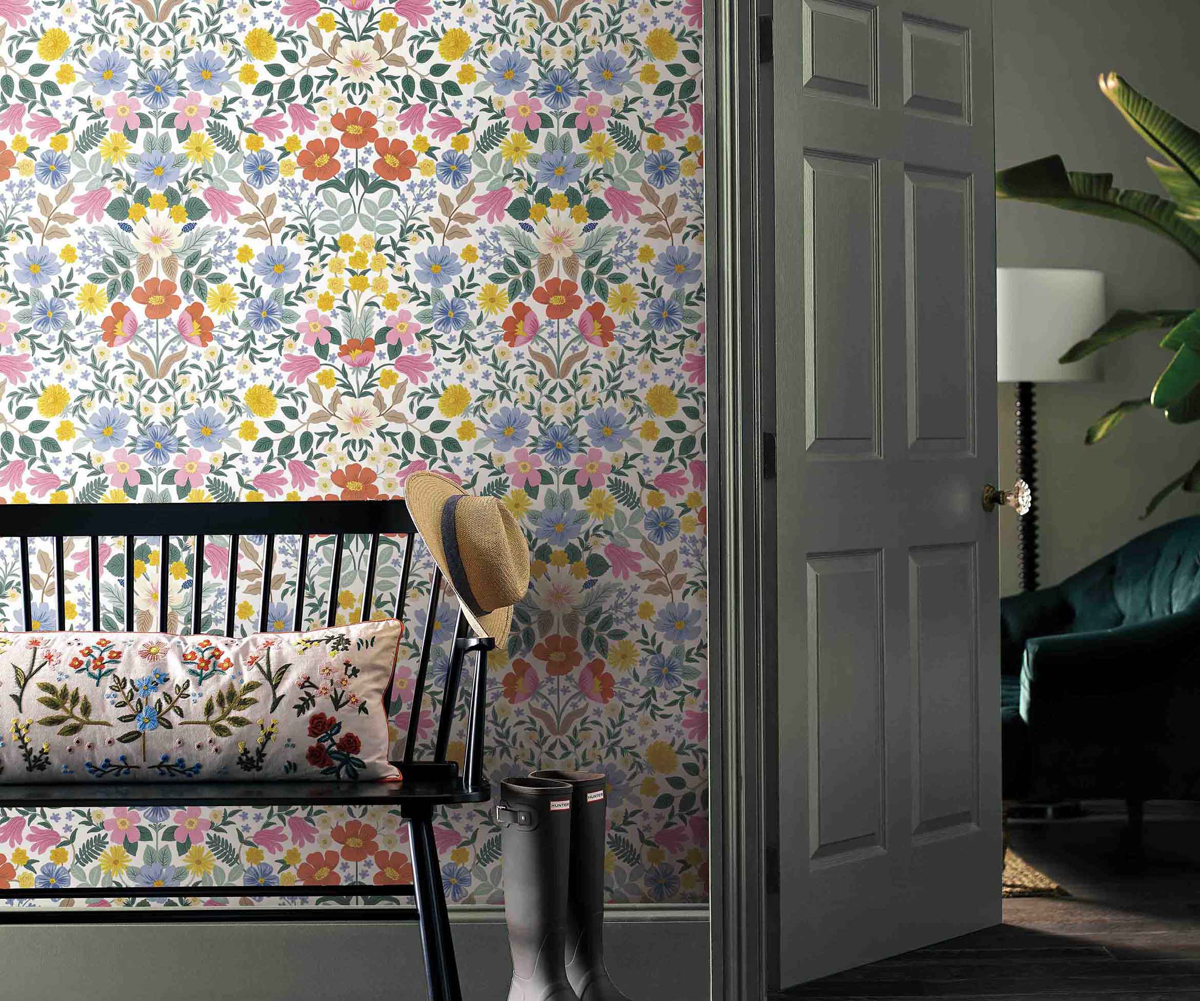 Bramble Garden Peel & Stick Wallpaper Sample - White - Image 2