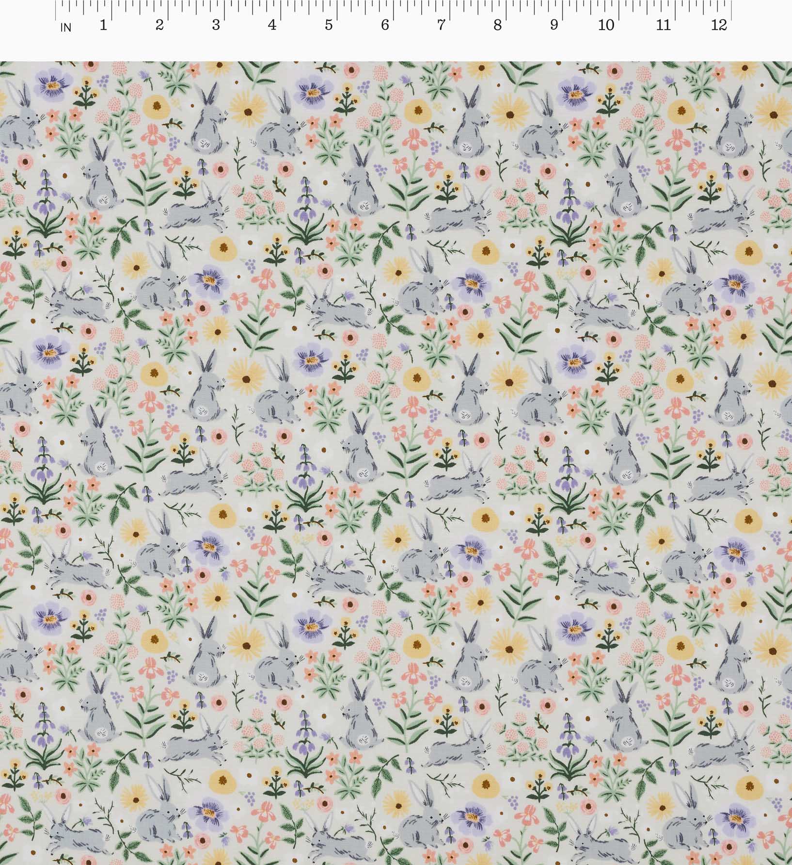 Bunny Floral Cotton Fabric - Cream - Image 3