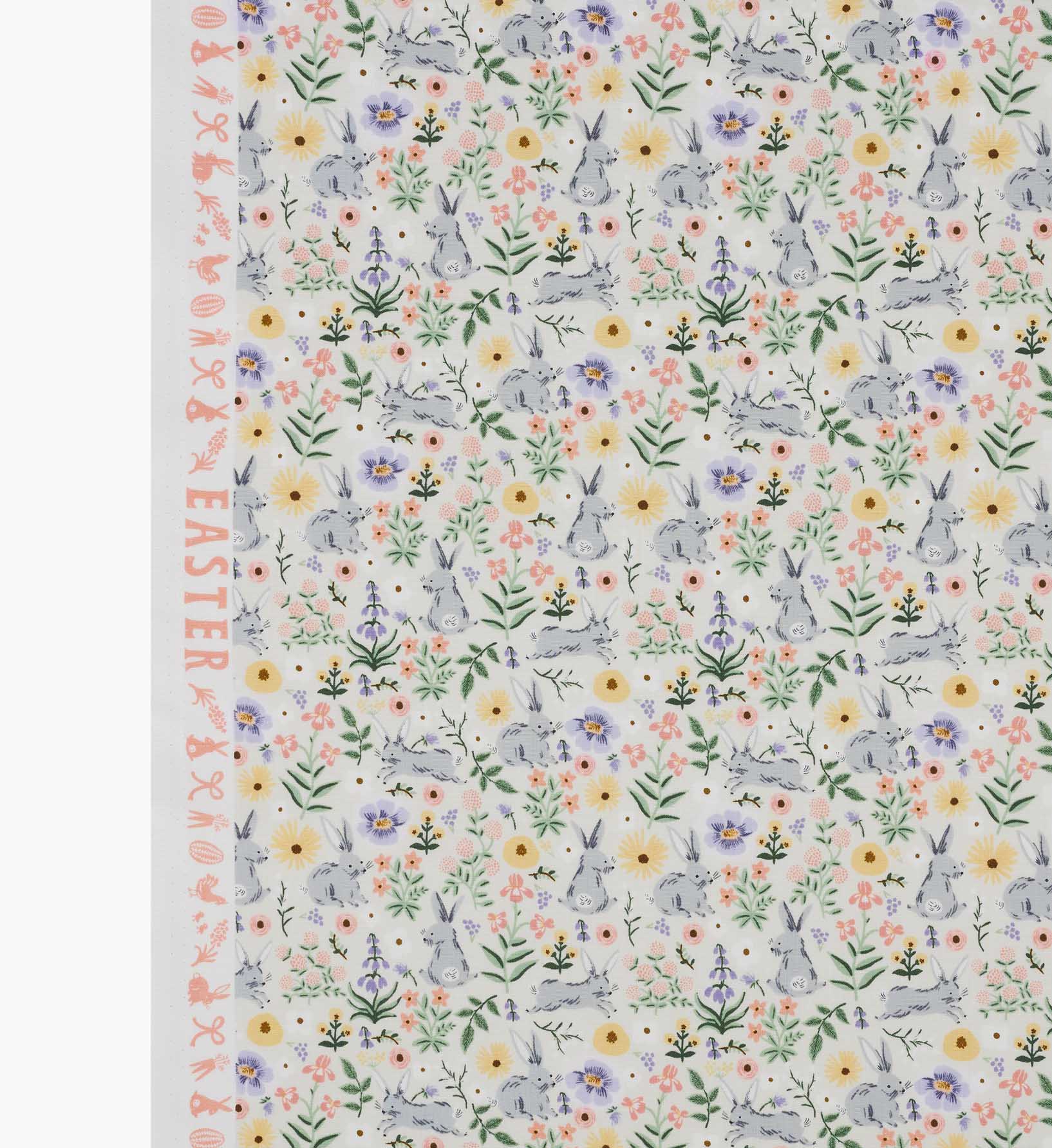 Bunny Floral Cotton Fabric - Cream - Image 4