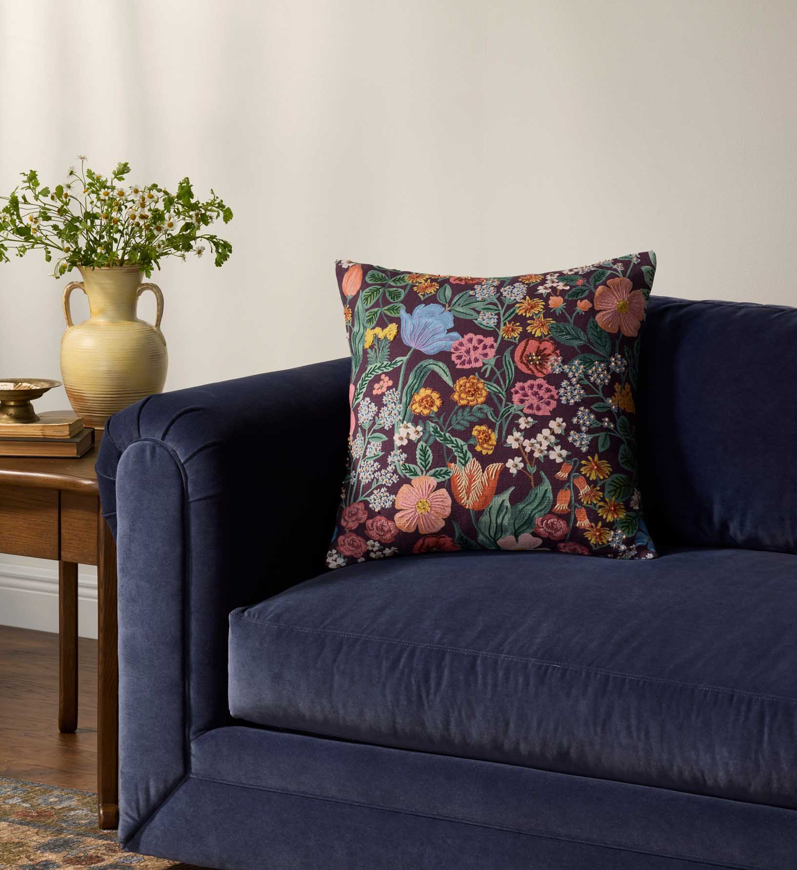 Burgundy Blossom Embroidered Pillow - Burgundy - Image 2