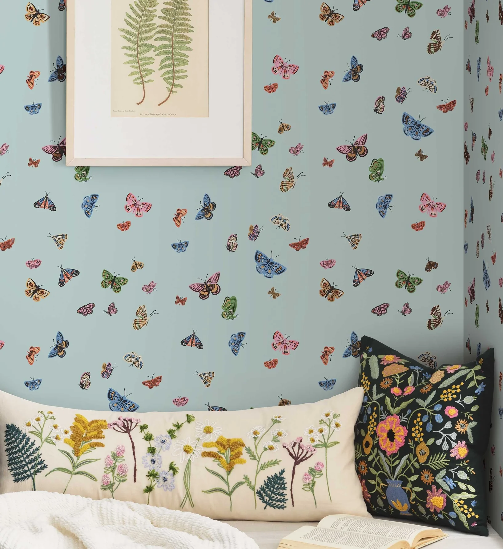 Butterfly House Wallpaper - Light Blue - Image 2