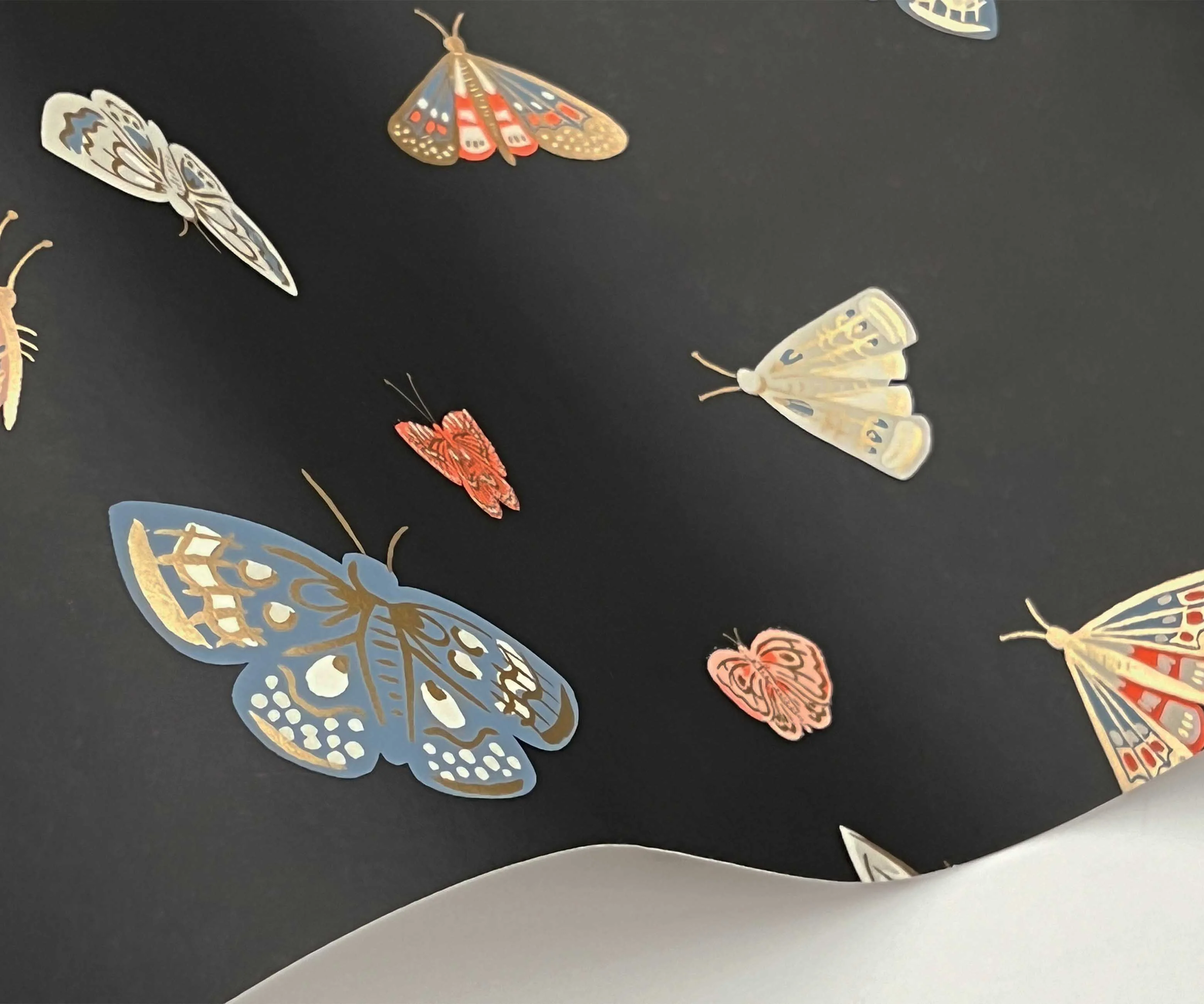 Butterfly House Wallpaper Sample - Black - Image 2