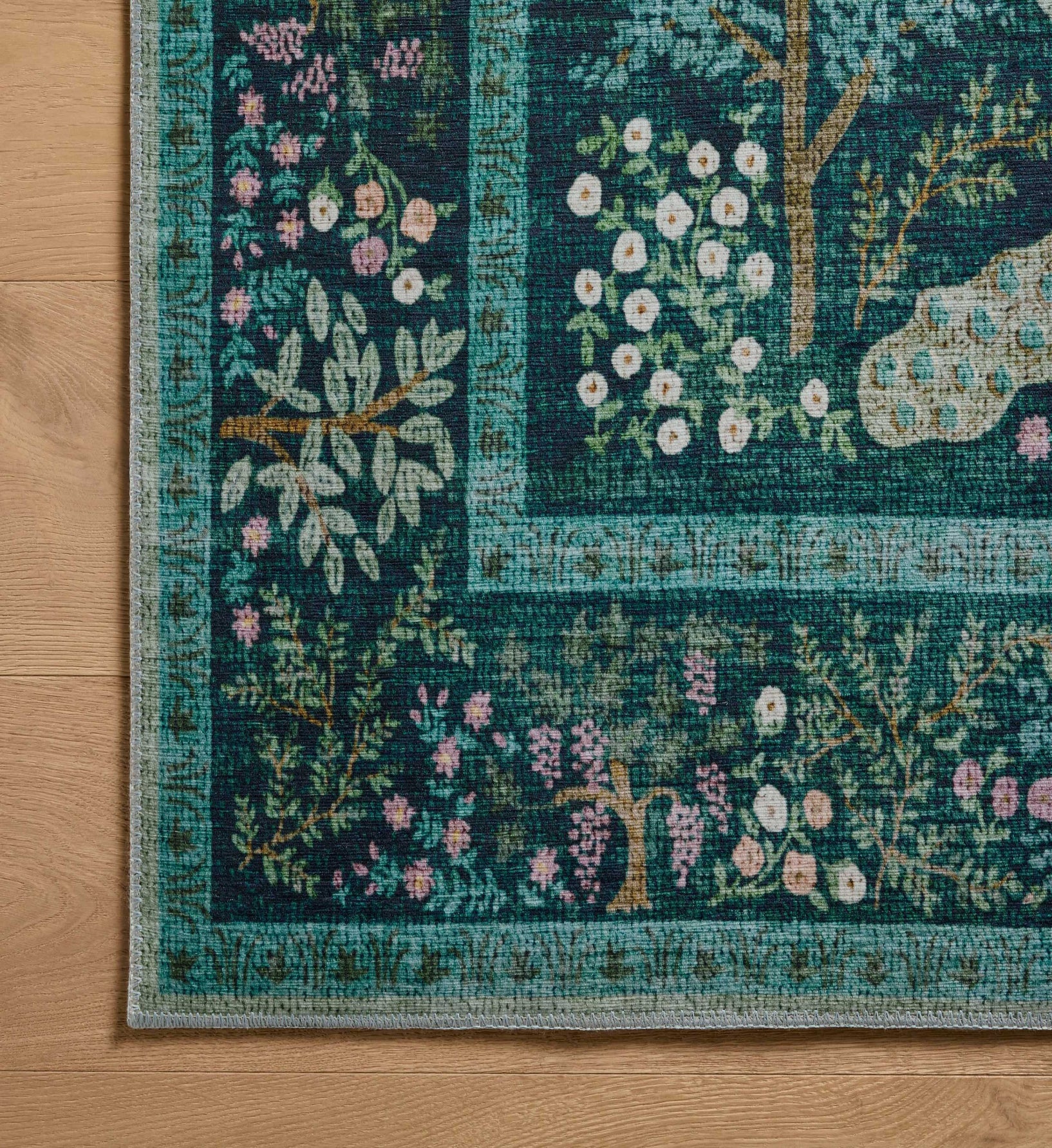 Canopy Peacock Forest Printed Rug - Teal - Image 2