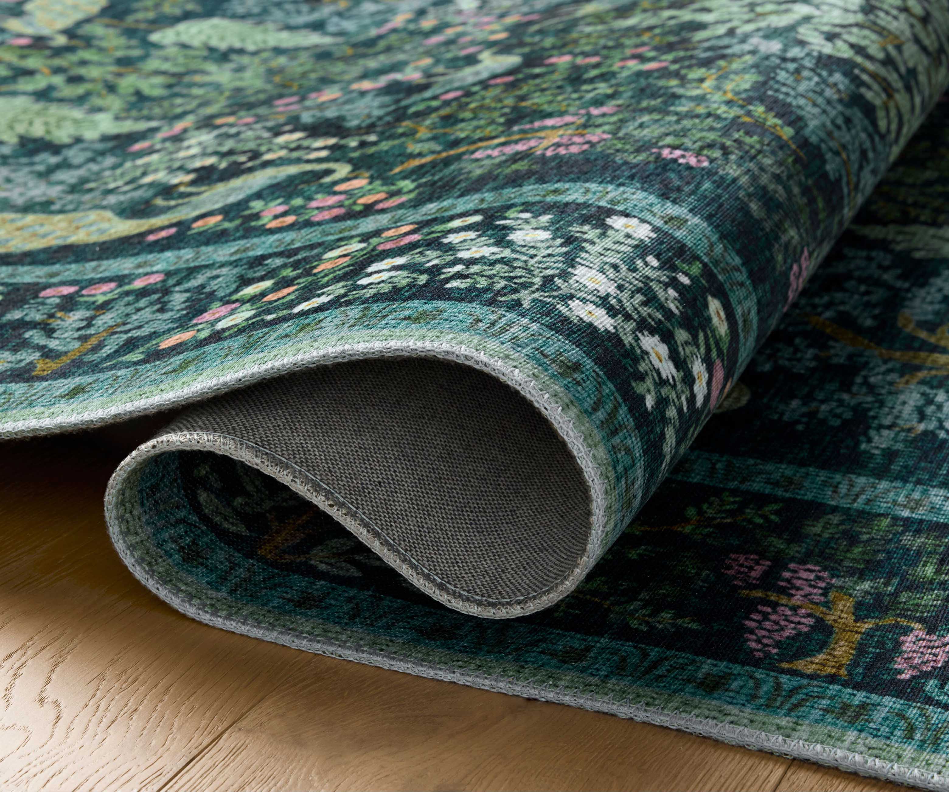 Canopy Peacock Forest Printed Rug - Teal - Image 3