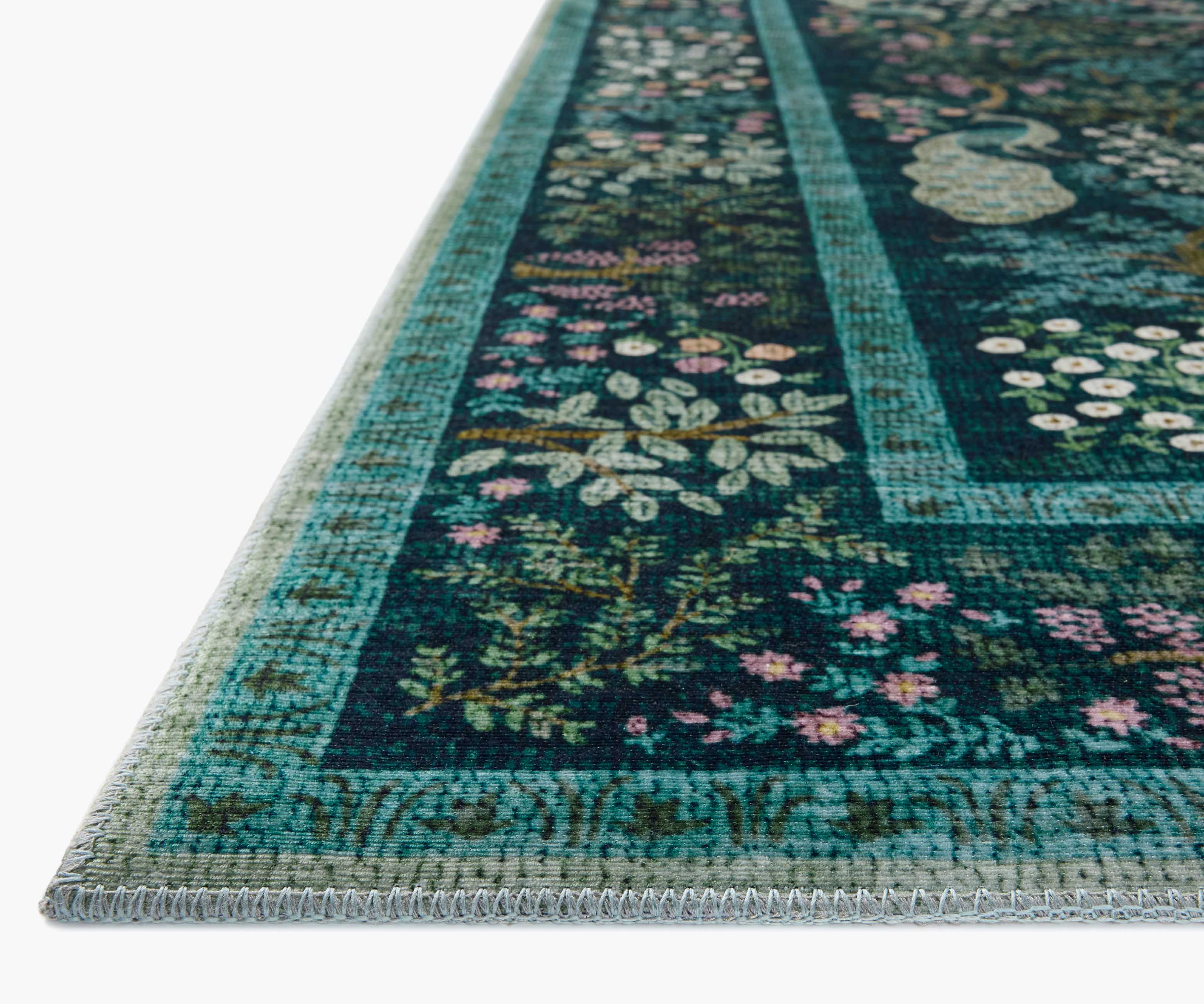 Canopy Peacock Forest Printed Rug - Teal - Image 4