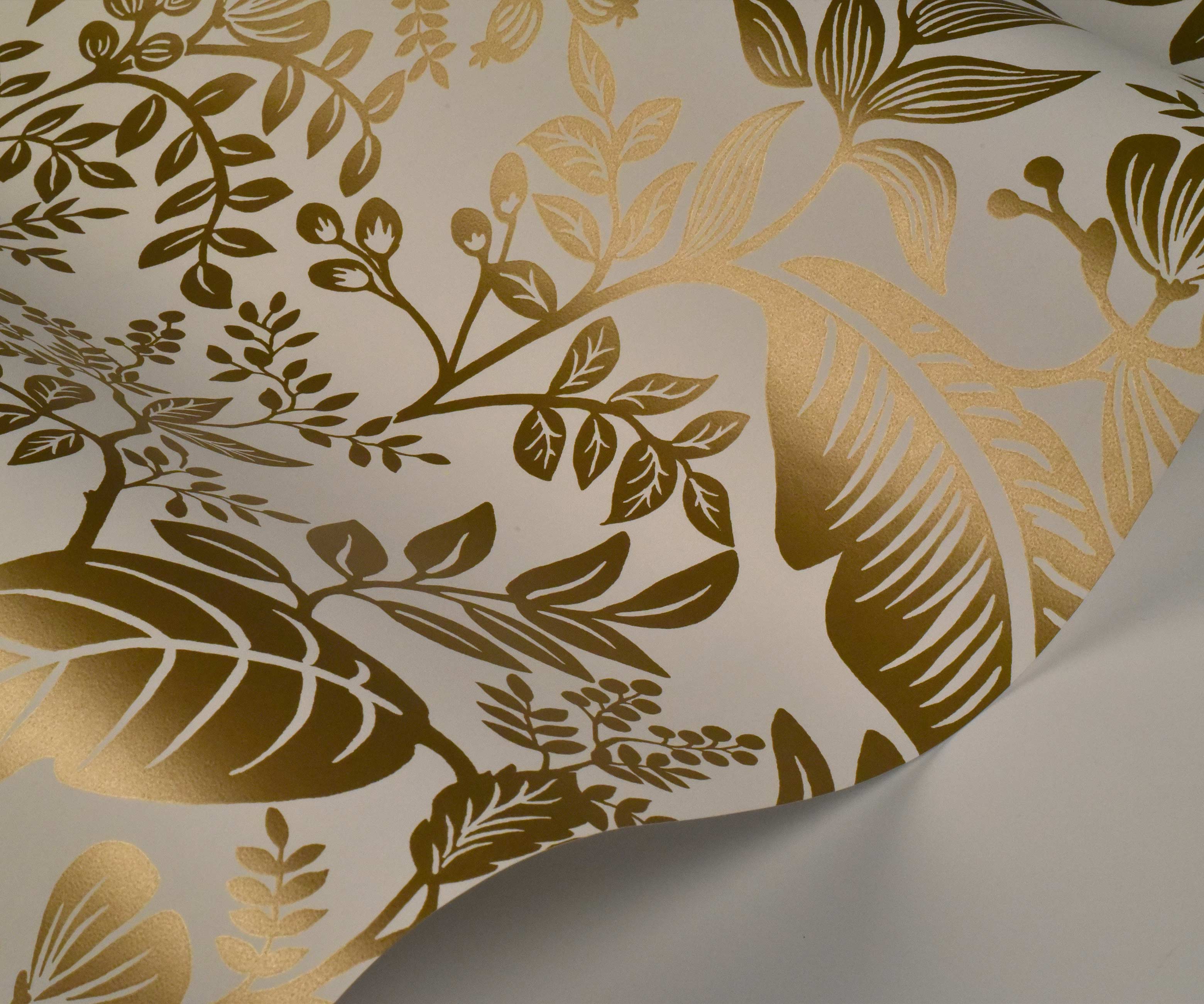 Canopy Wallpaper Sample - Metallic Gold & White - Image 2