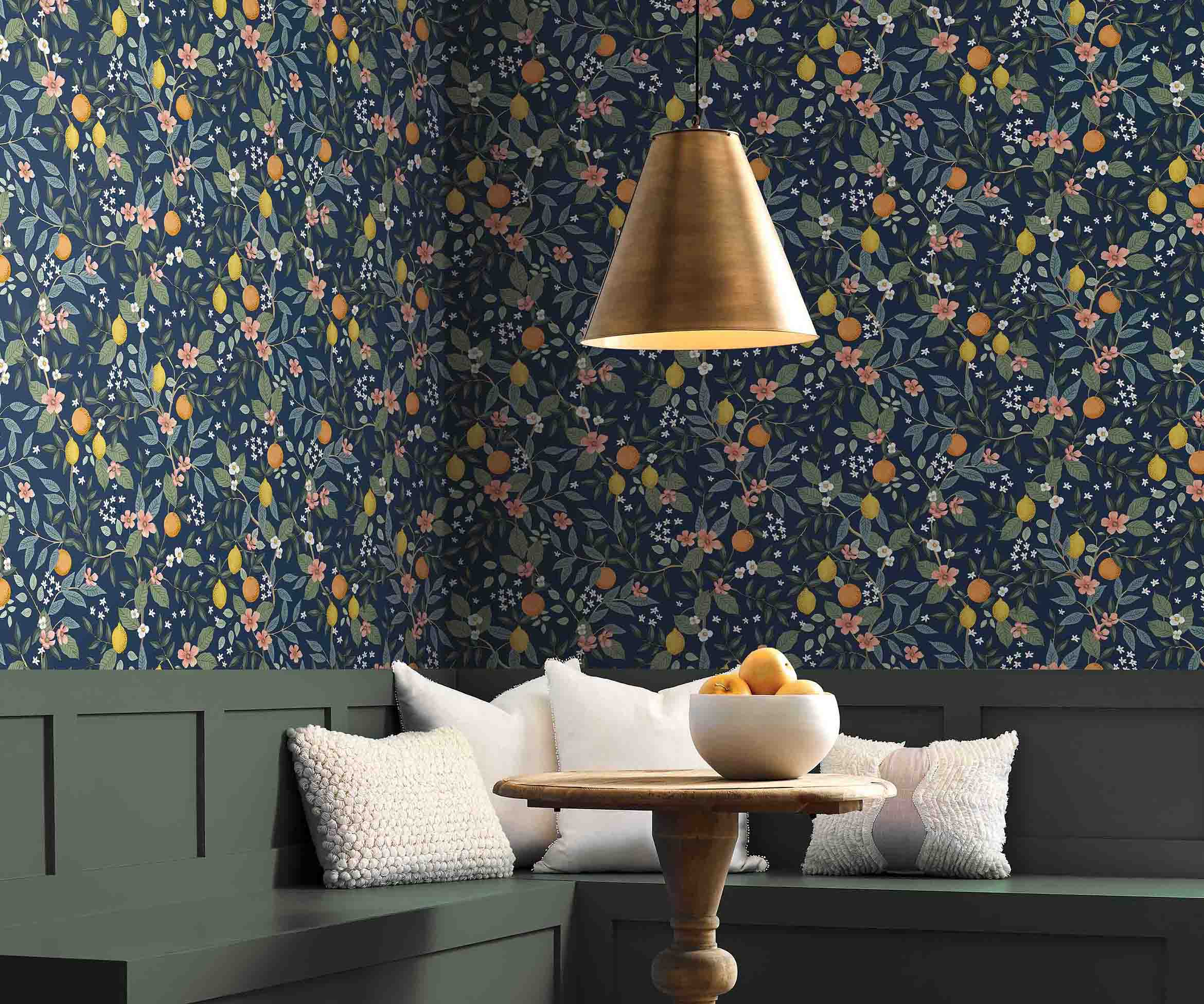 Citrus Grove Peel & Stick Wallpaper Sample - Navy - Image 2