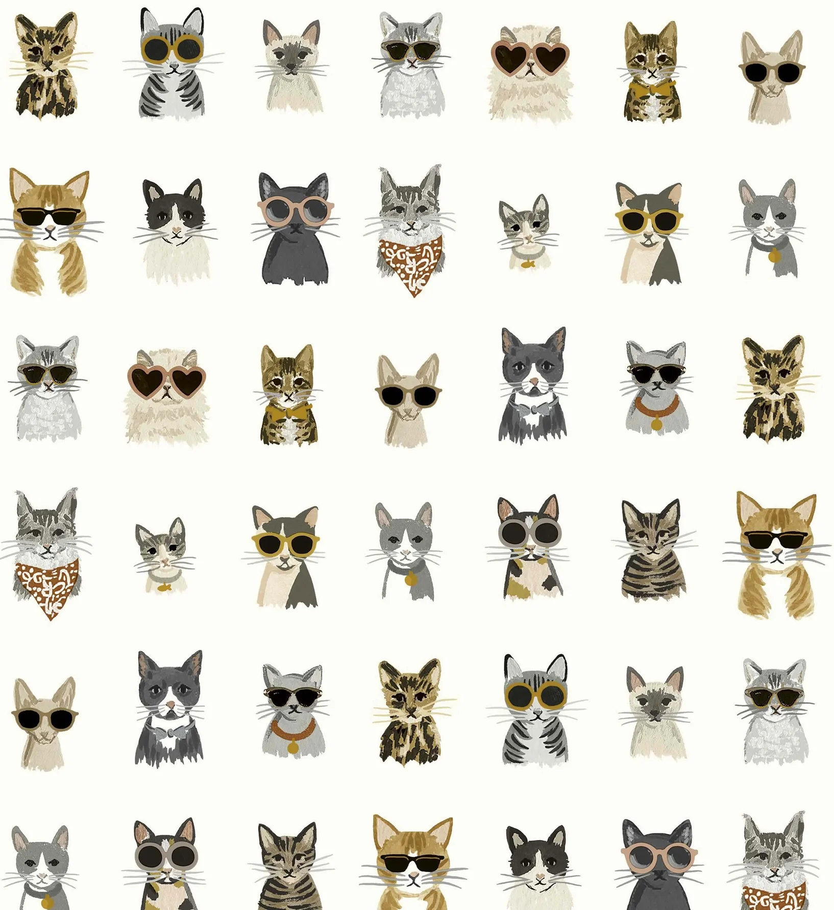Cool Cats Peel & Stick Wallpaper - Grey & Gold - Image 3