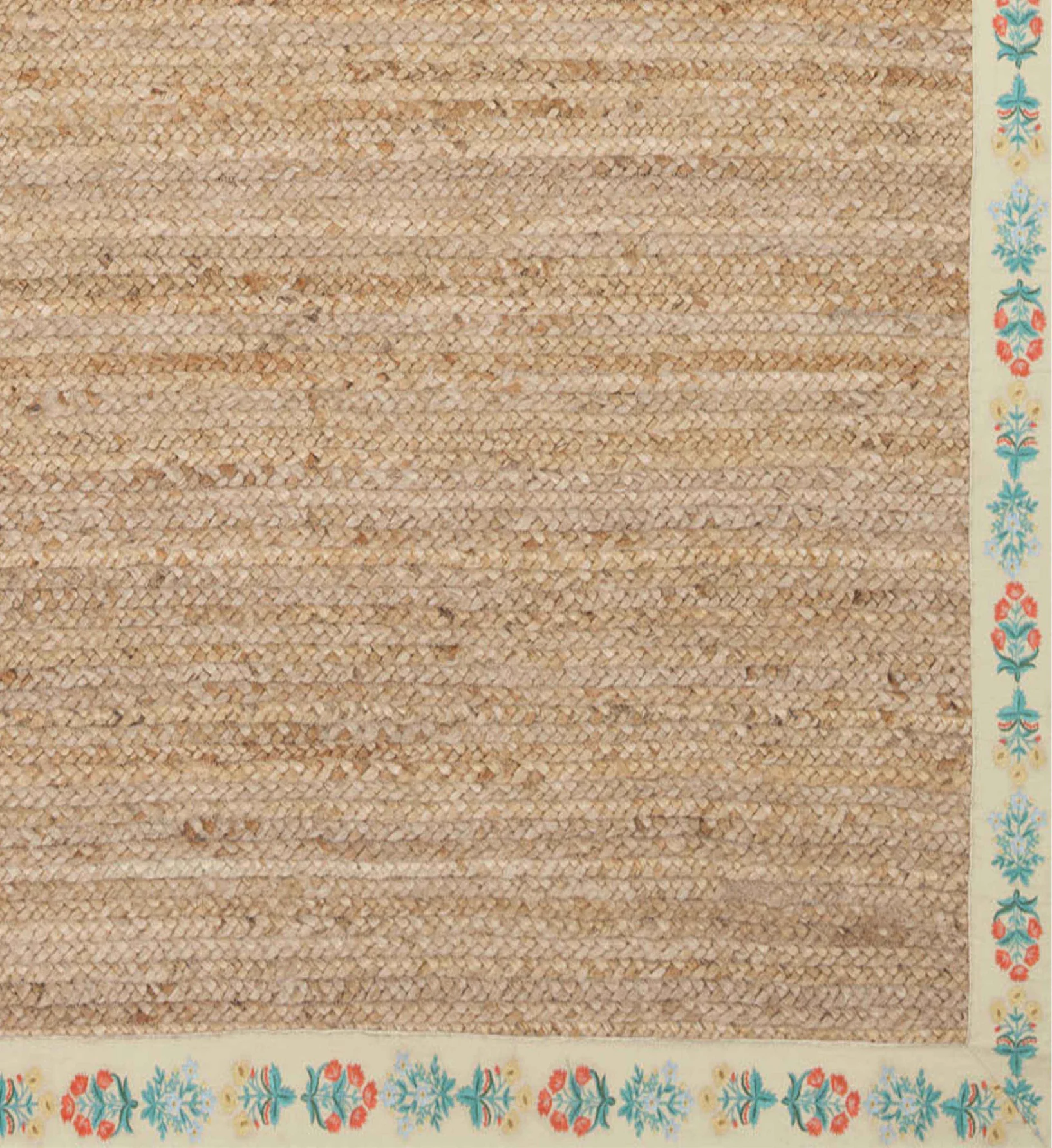 Costa Mughal Rose Jute Rug - Natural & Cream - Image 2