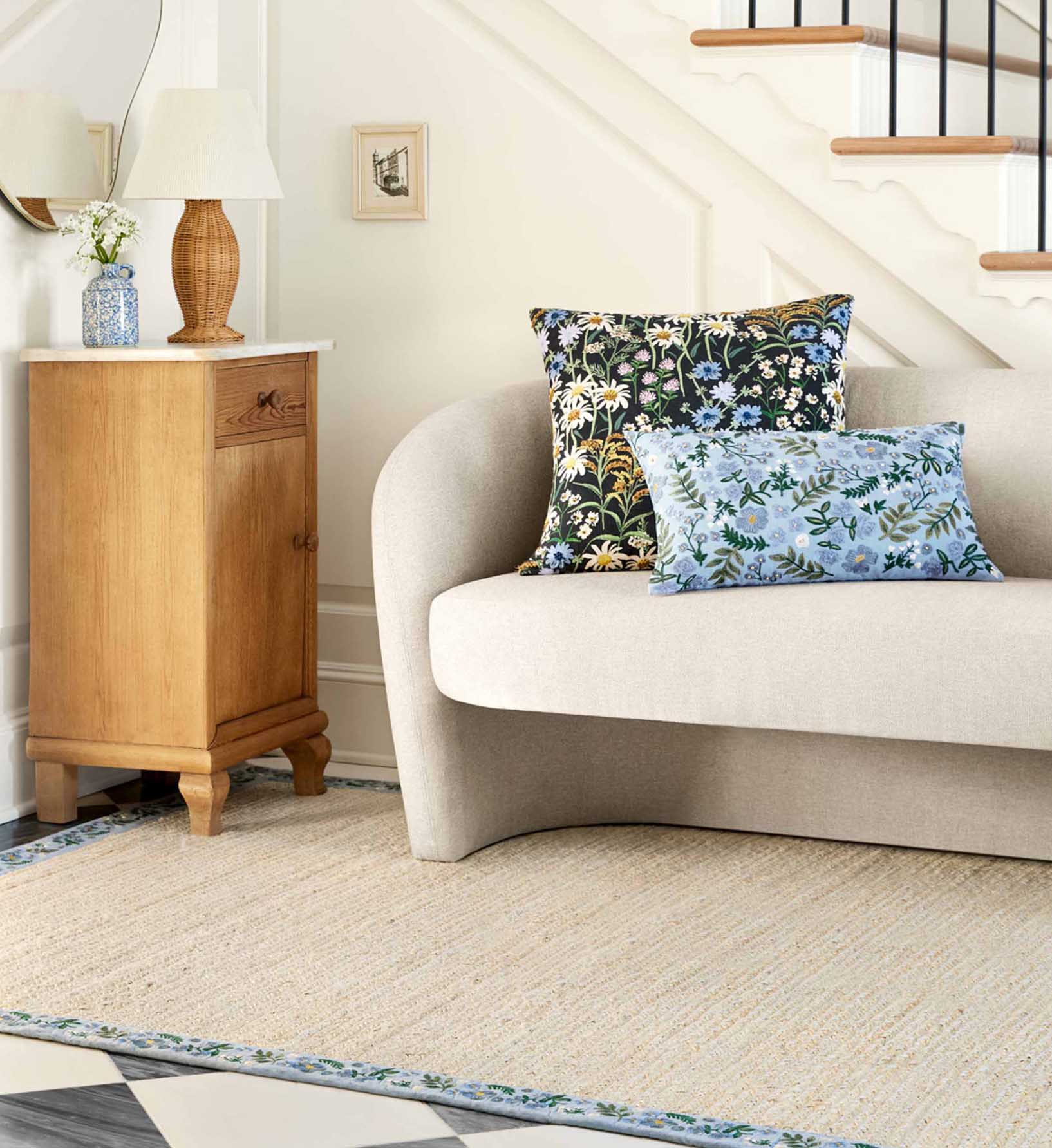 Costa Wildwood Jute Rug - Ivory & French Blue - Image 2