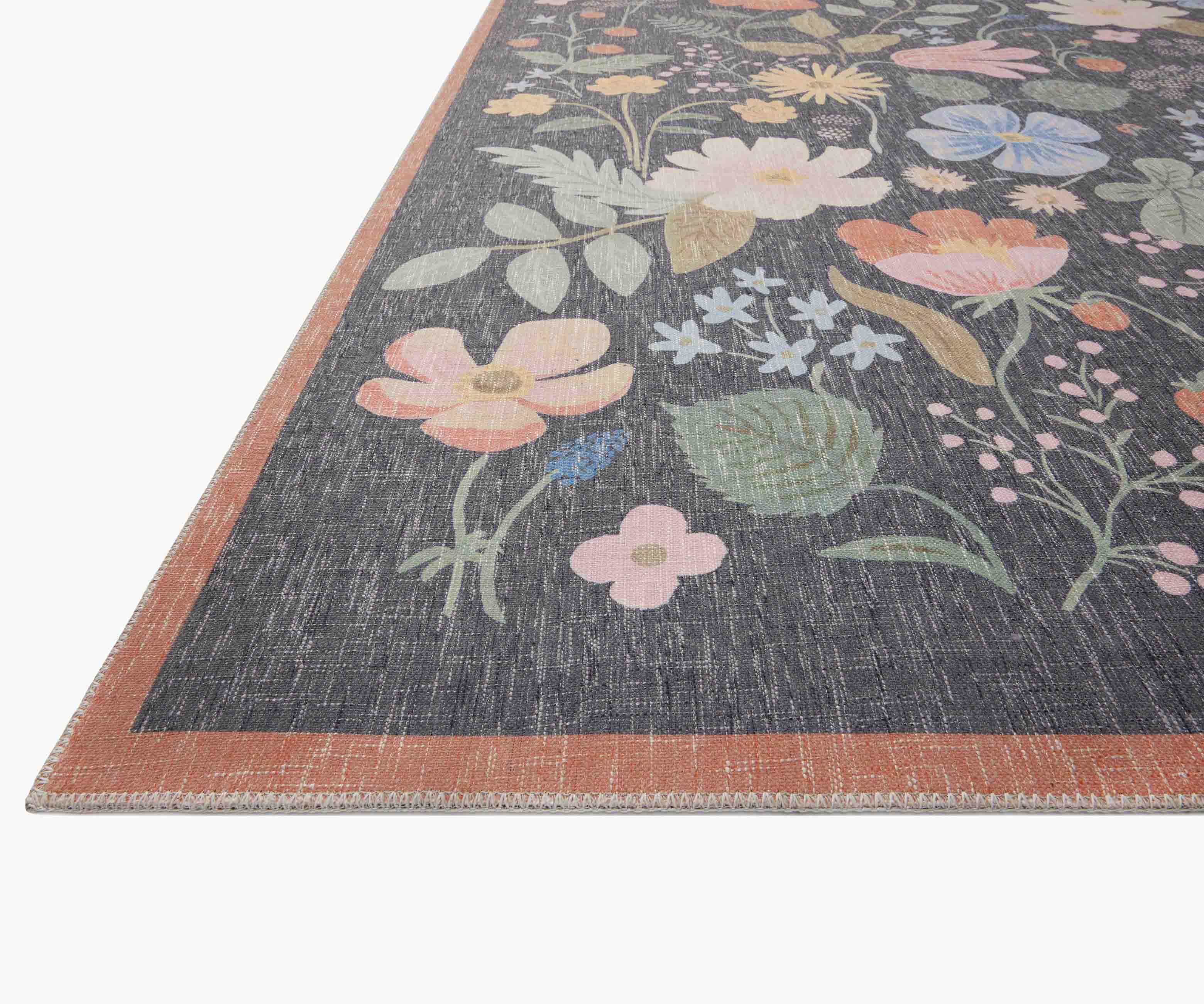 Cotswolds Strawberry Fields Power Loomed Rug - Black - Image 3