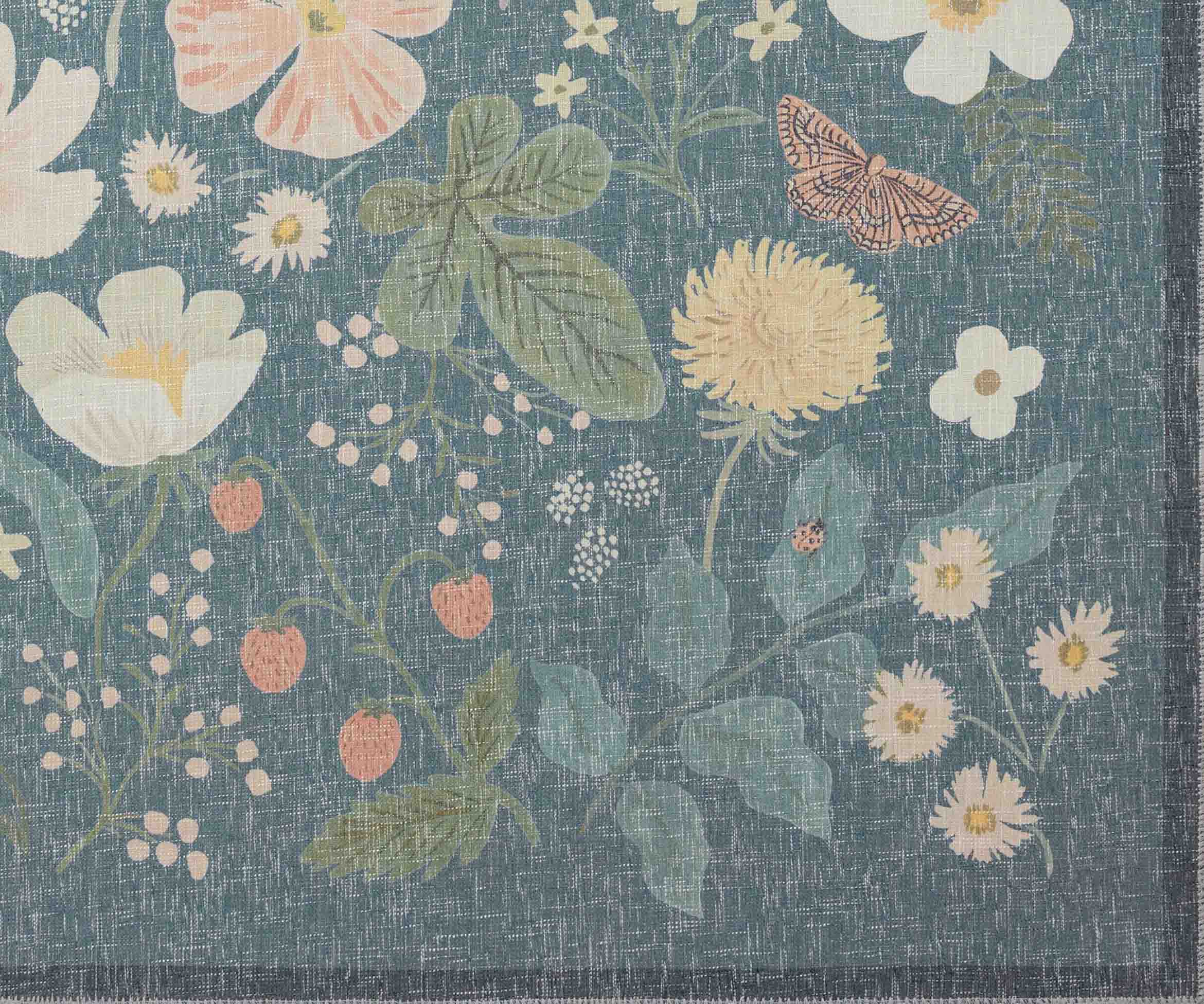 Cotswolds Strawberry Fields Power Loomed Rug - Teal - Image 3