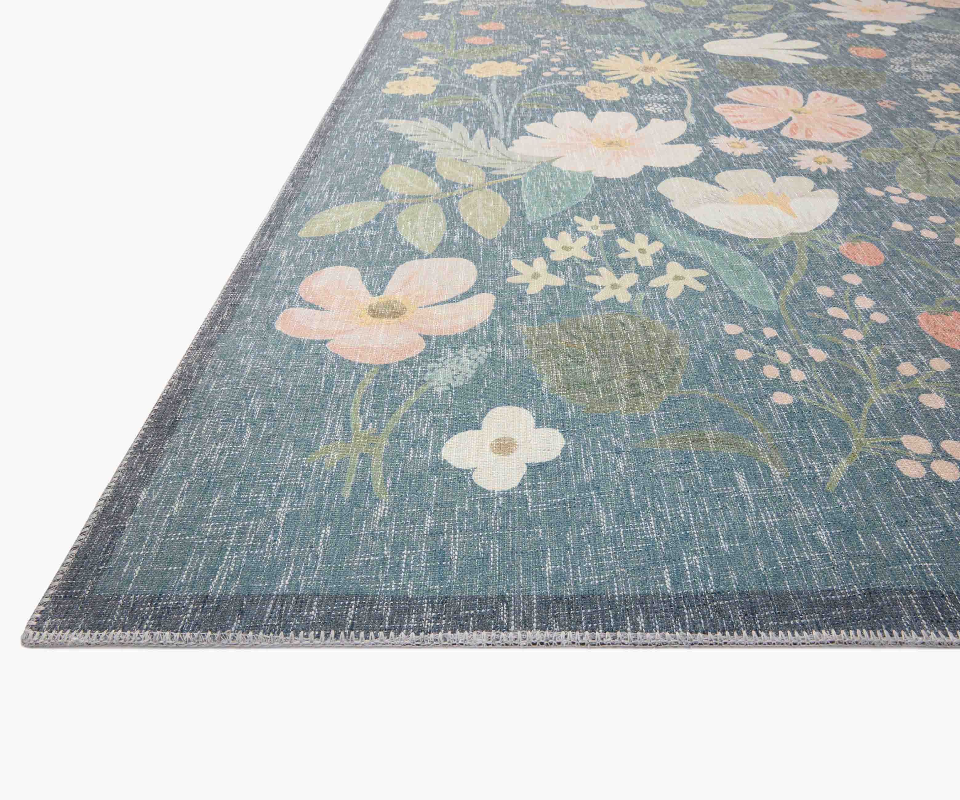 Cotswolds Strawberry Fields Power Loomed Rug - Teal - Image 4