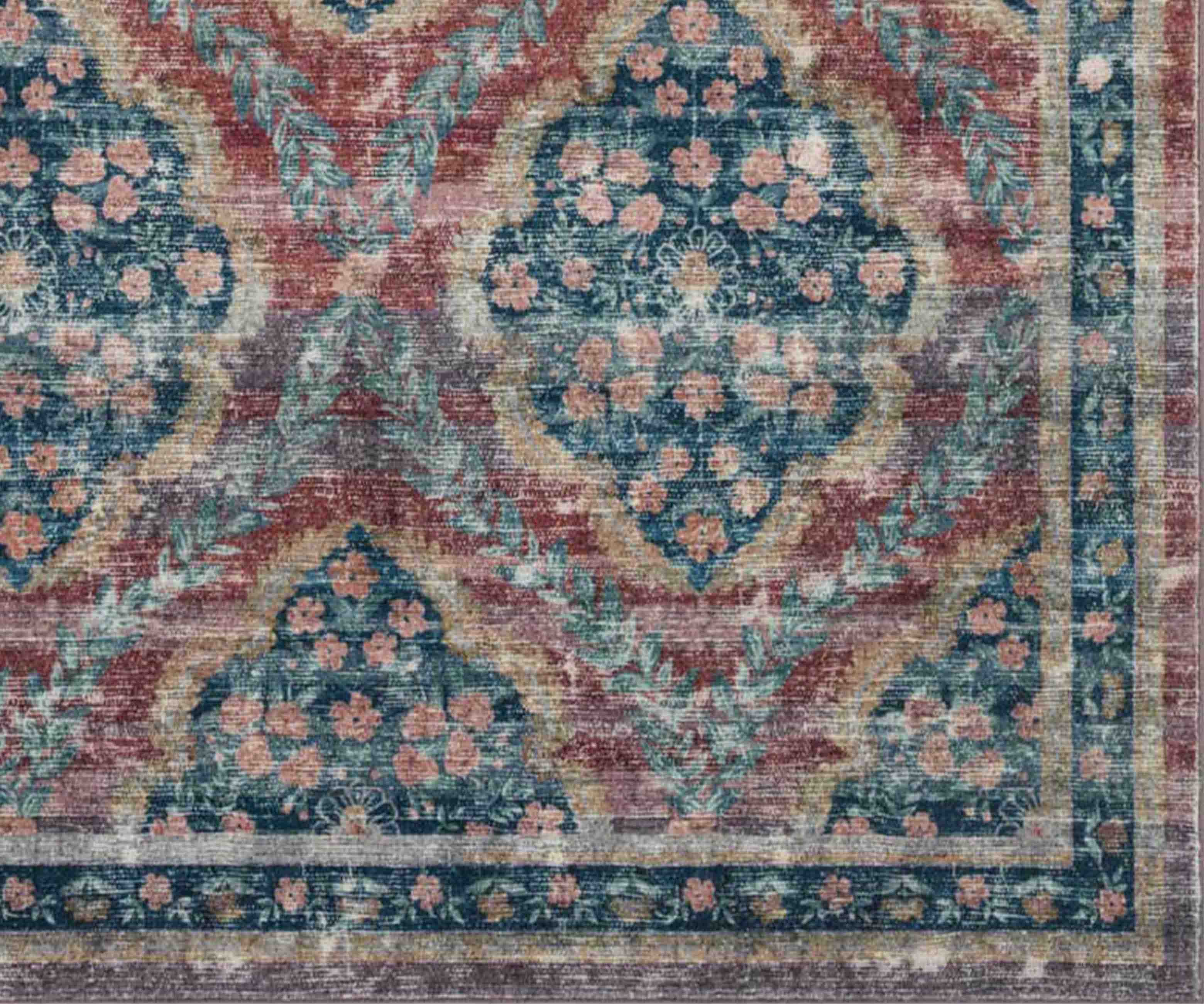 Courtyard Chateau Printed Rug - Red - Image 7