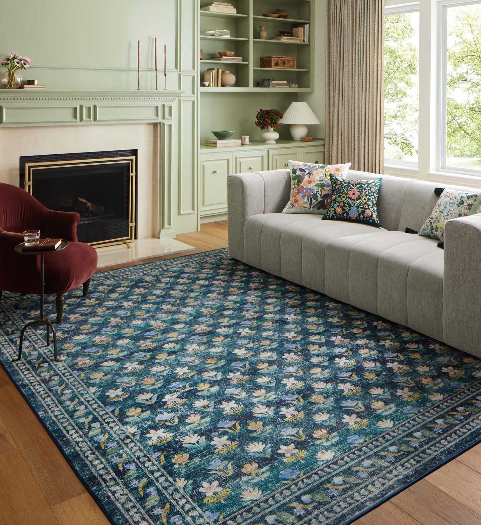 Courtyard Hadley Printed Rug - Emerald - Image 2