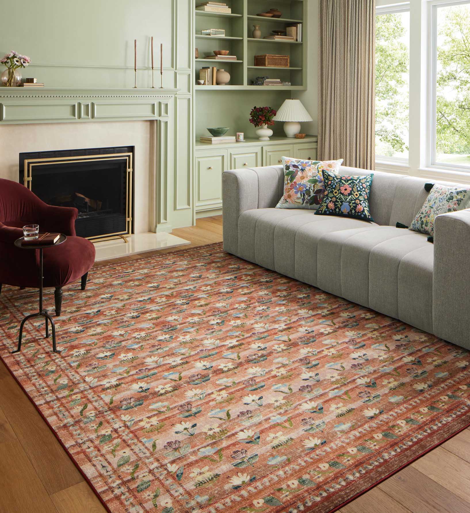 Courtyard Hadley Printed Rug - Terracotta - Image 2