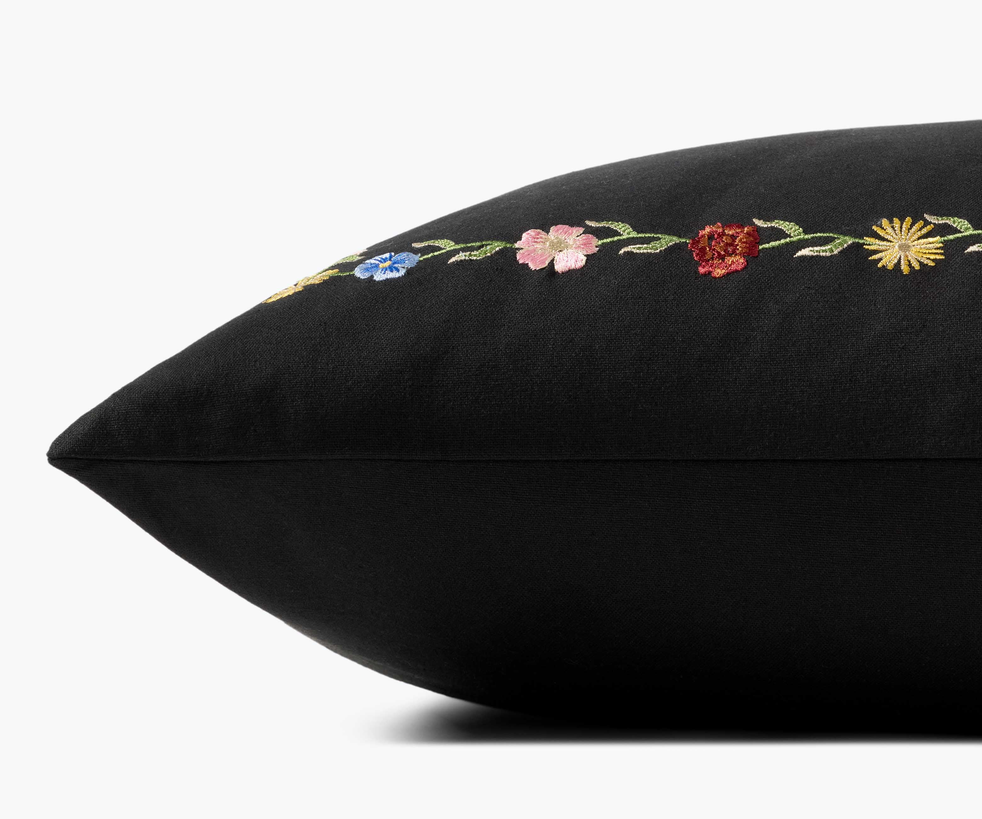 Curio Border Embroidered Pillow - Black - Image 3