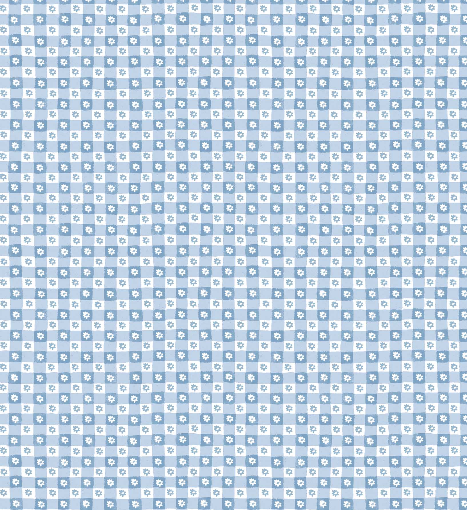 Daisy Gingham Peel & Stick Wallpaper - Blue - Image 4