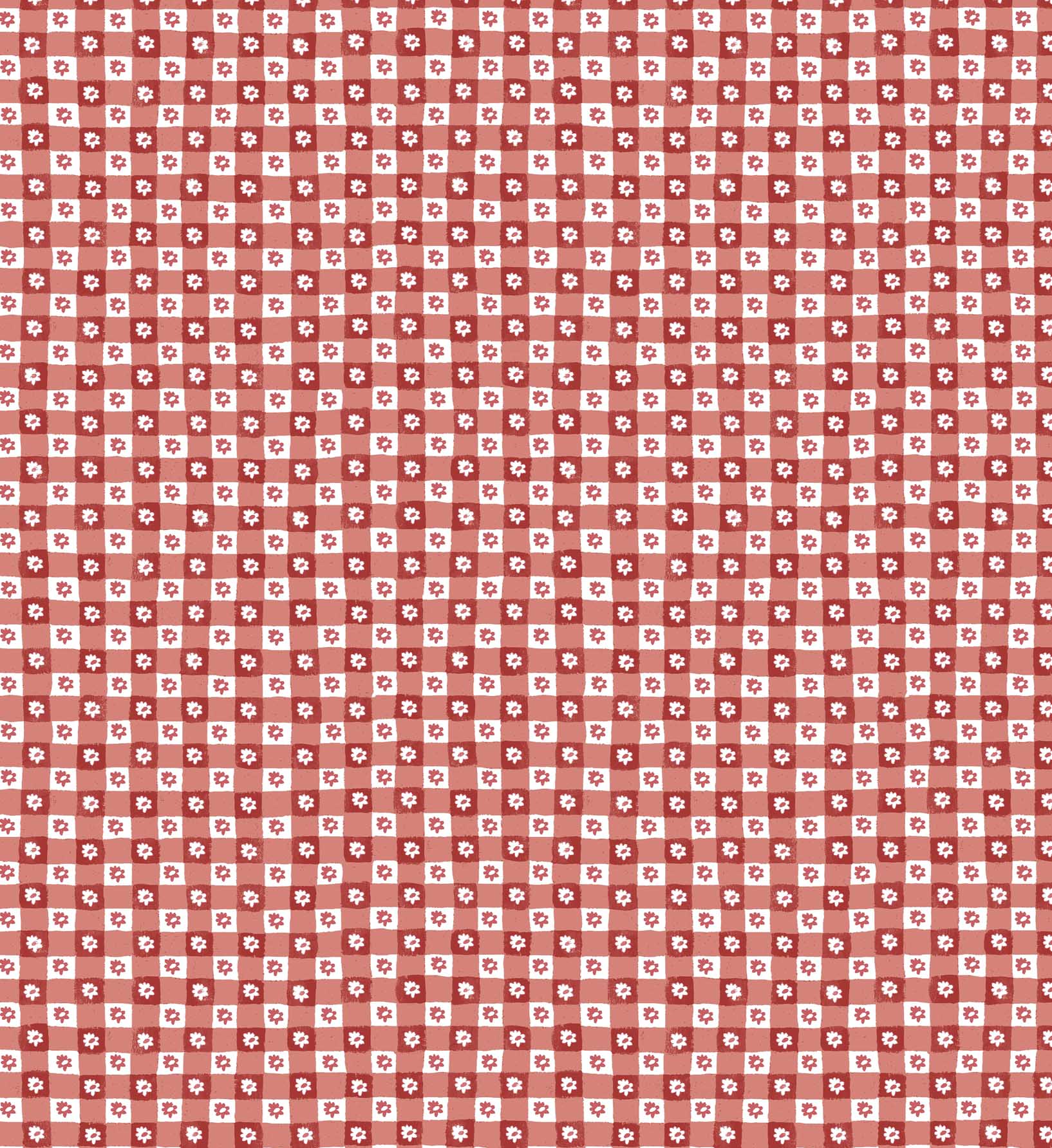 Daisy Gingham Peel & Stick Wallpaper - Red - Image 4