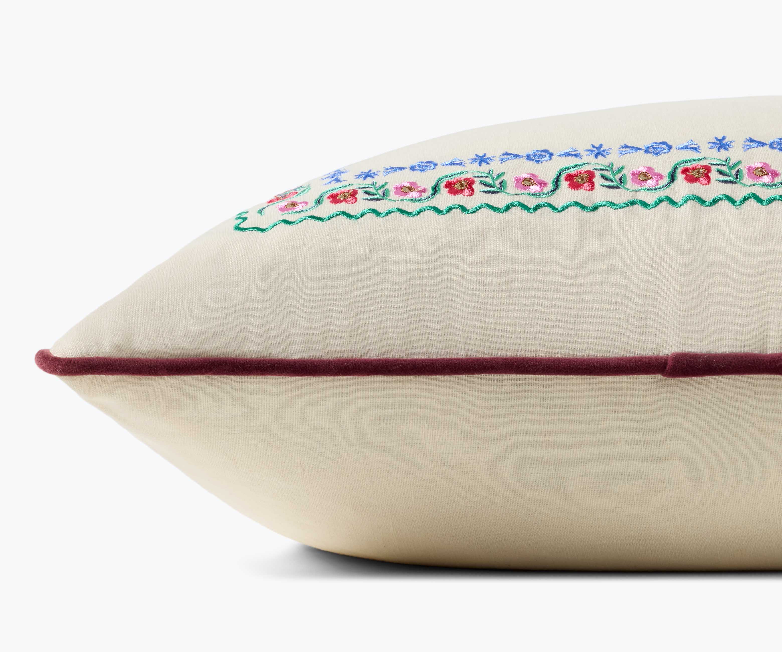 Delphine Border Embroidered Pillow - Cream - Image 3