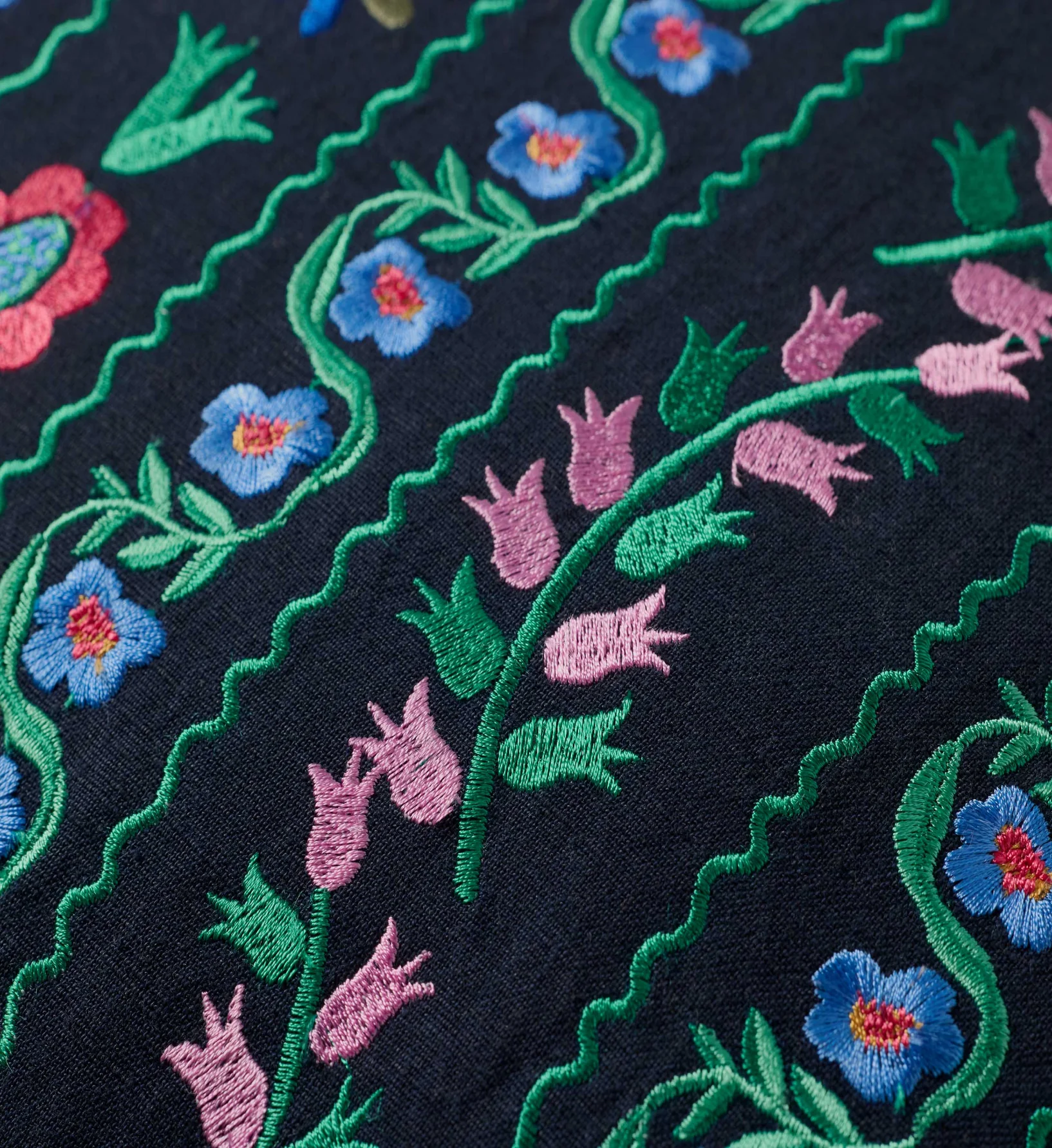 Delphine Embroidered Pillow - Navy - Image 2