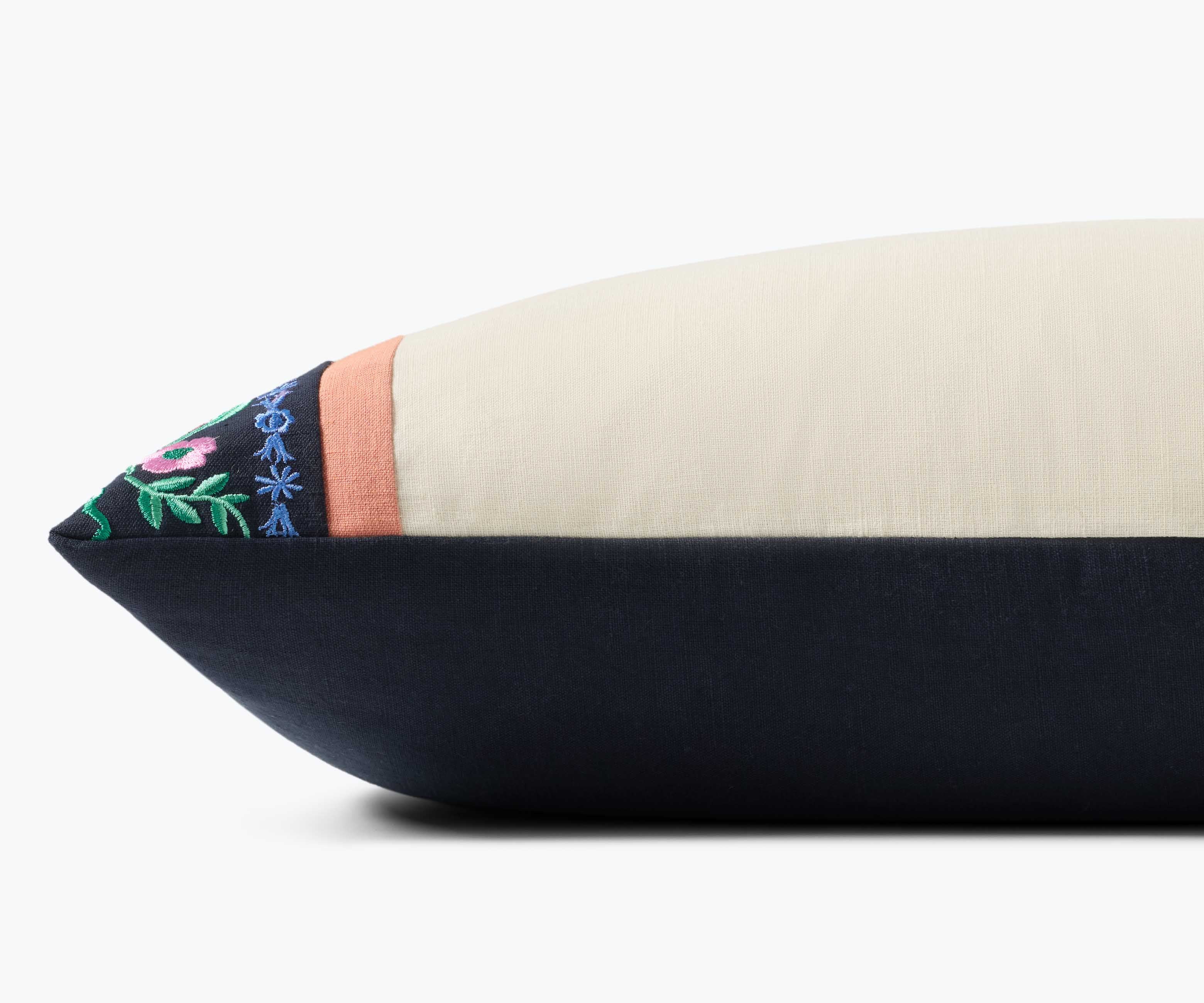 Delphine Stripe Embroidered Lumbar Pillow - Multi - Image 3