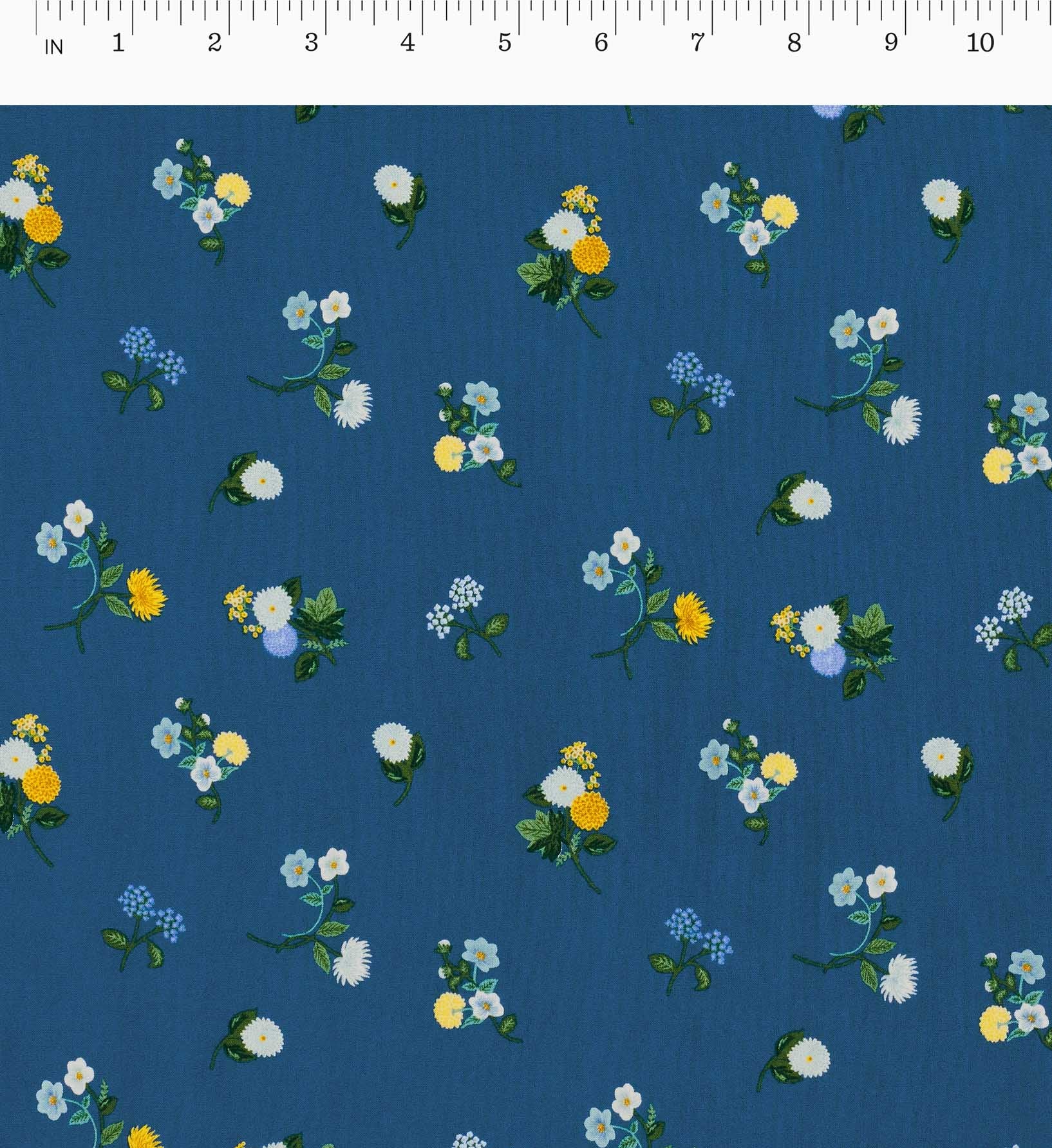 Ditsy Dahlia Rayon Fabric - Navy - Image 2
