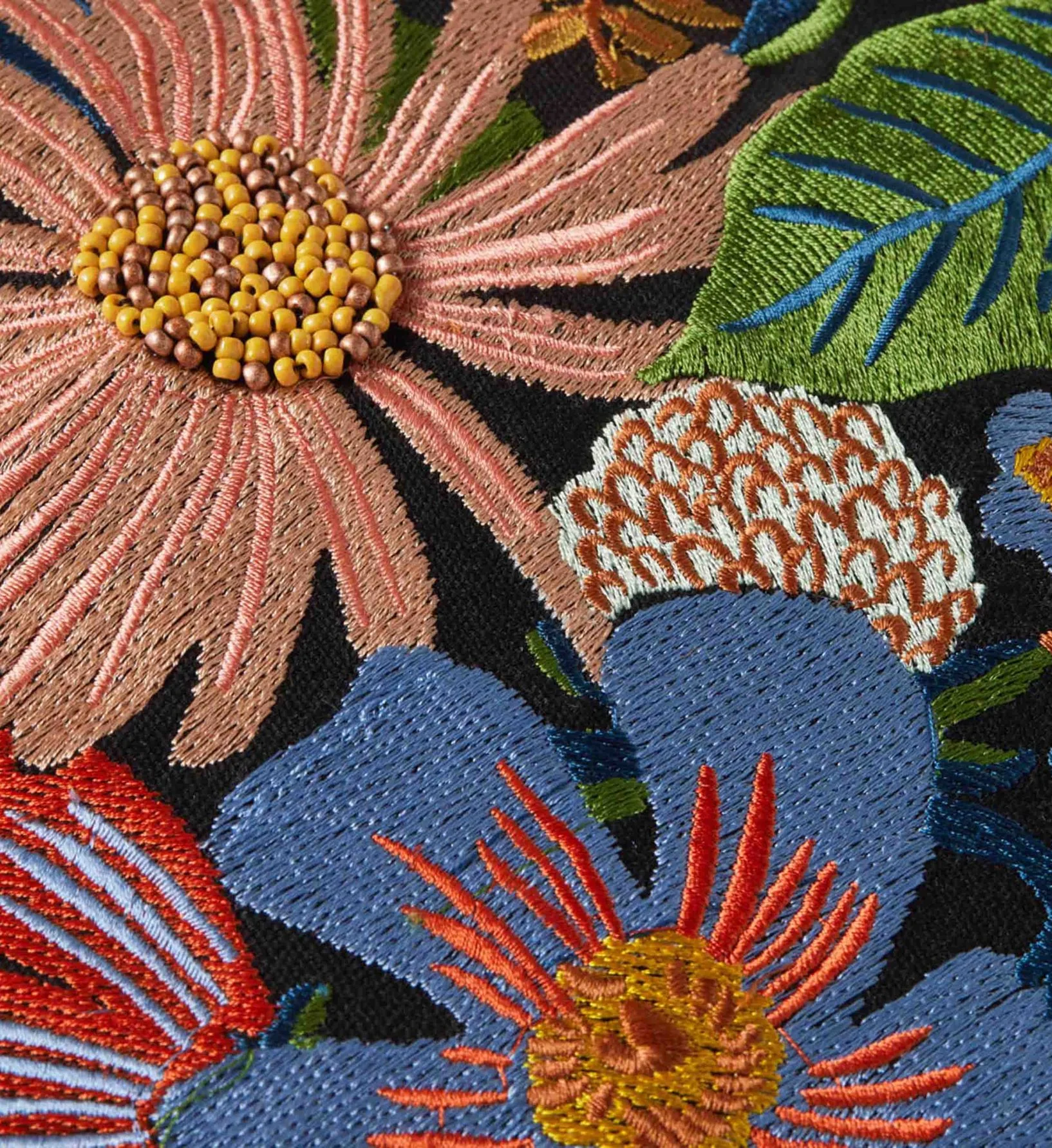 Dovecote Embroidered Pillow - Black - Image 3