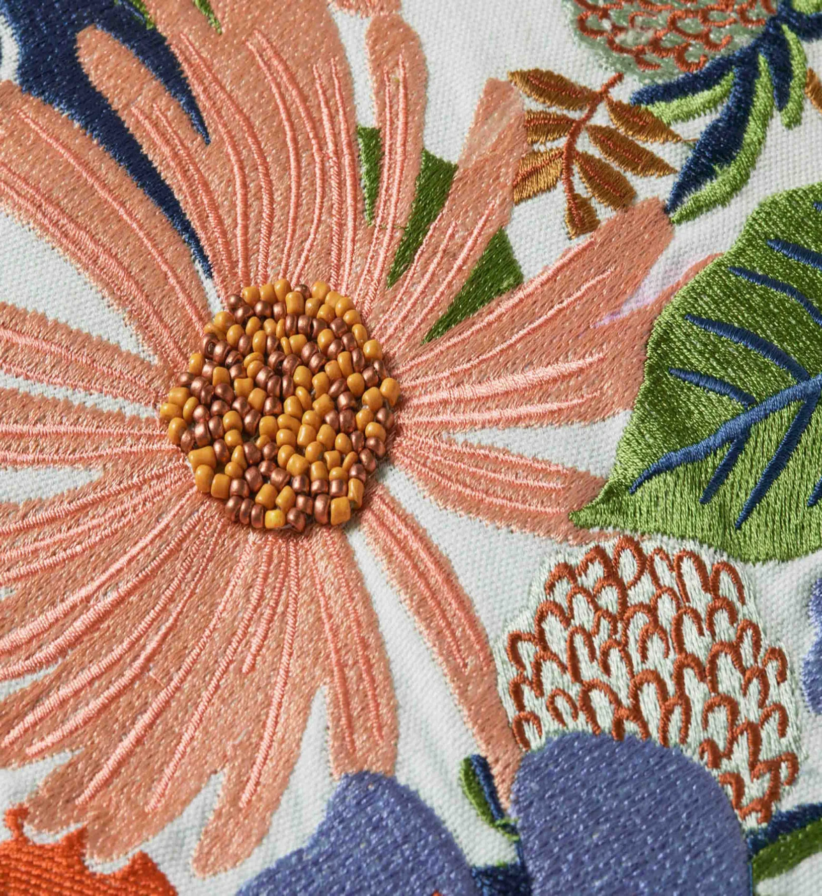 Dovecote Embroidered Pillow - Mint - Image 2