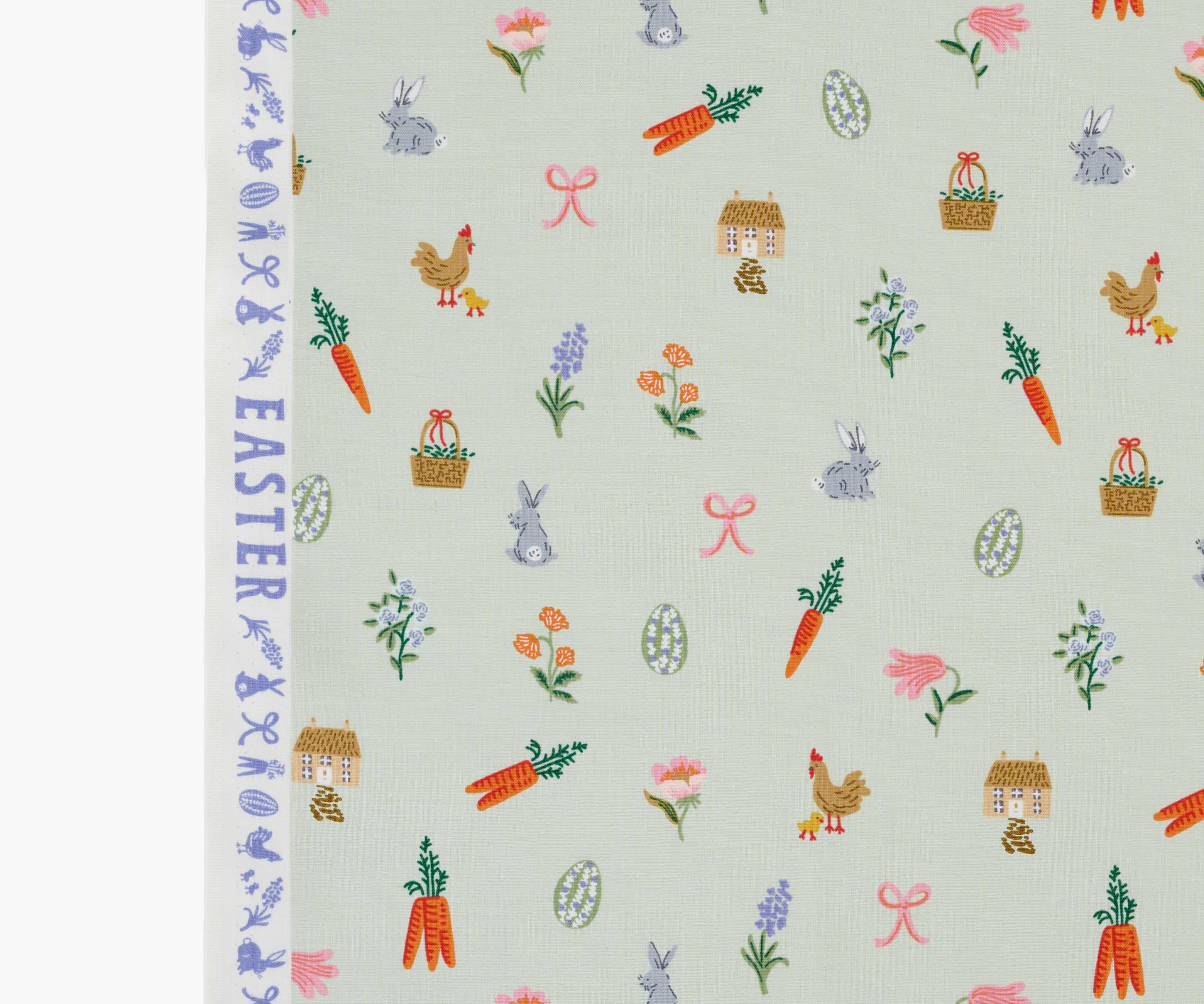 Easter Basket Cotton Fabric - Mint - Image 3