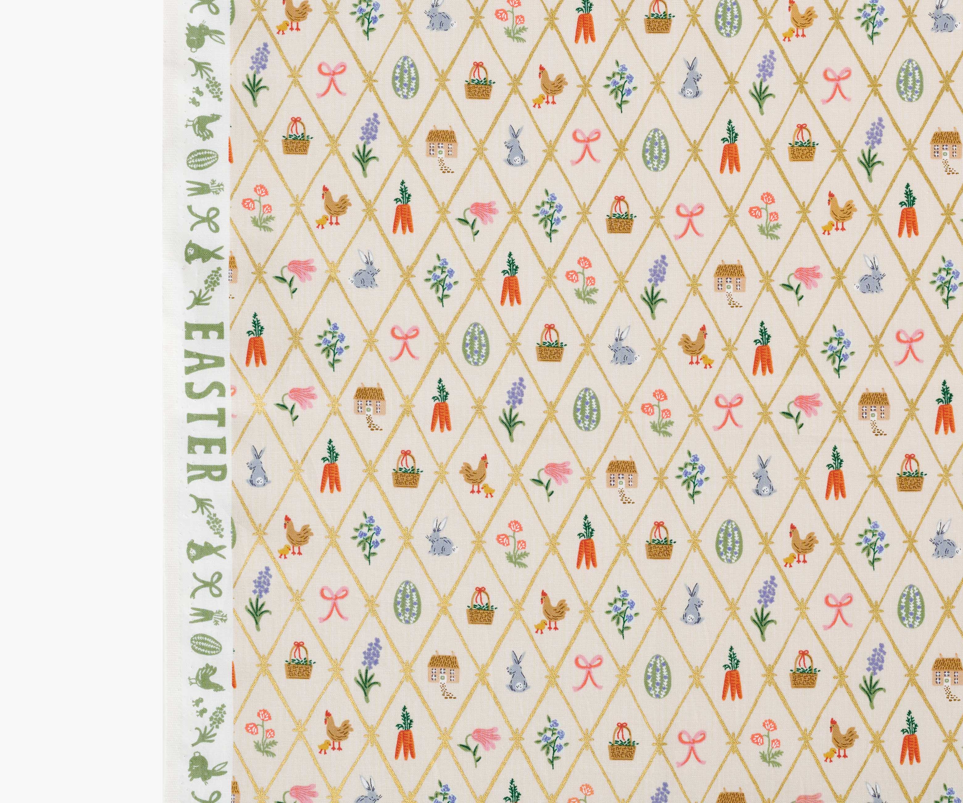 Easter Lattice Cotton Metallic Fabric - Linen - Image 5