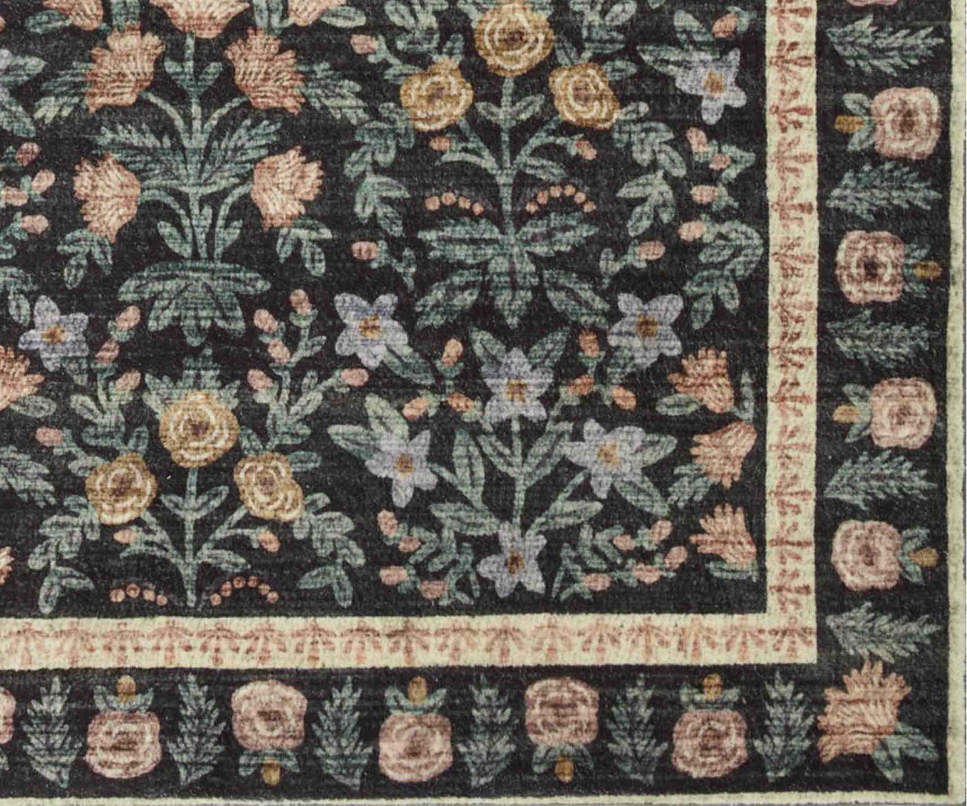 Eden Mughal Garden Power Loomed Rug - Black - Image 3