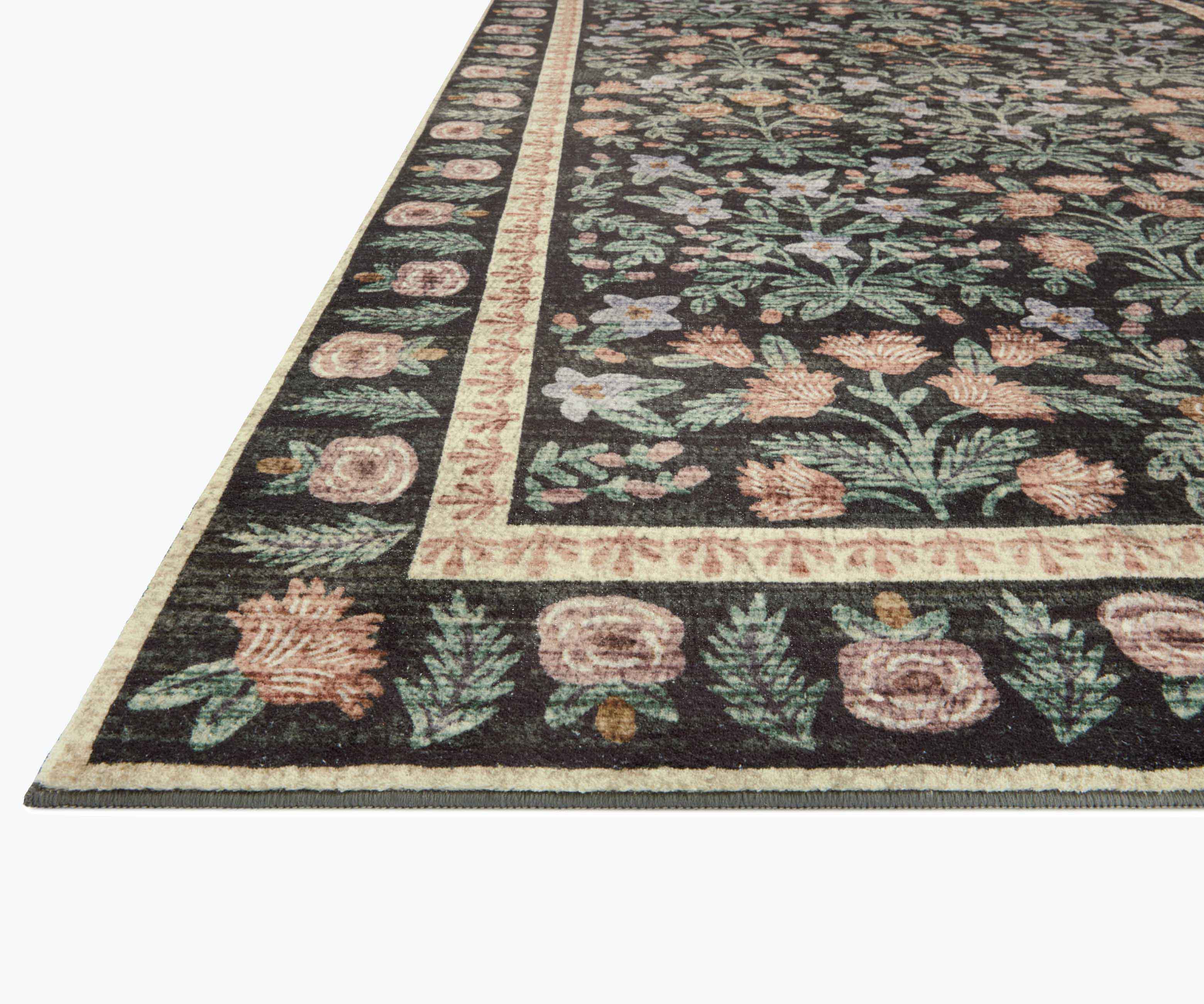 Eden Mughal Garden Power Loomed Rug - Black - Image 4