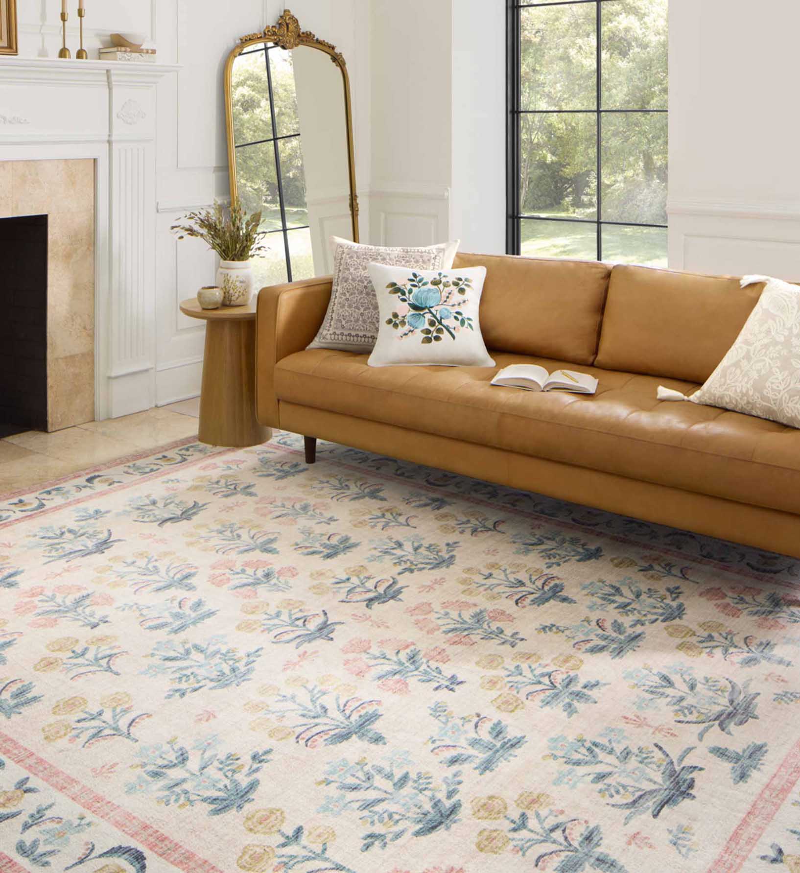 Eden Mughal Rose Power Loomed Rug - Blush - Image 2
