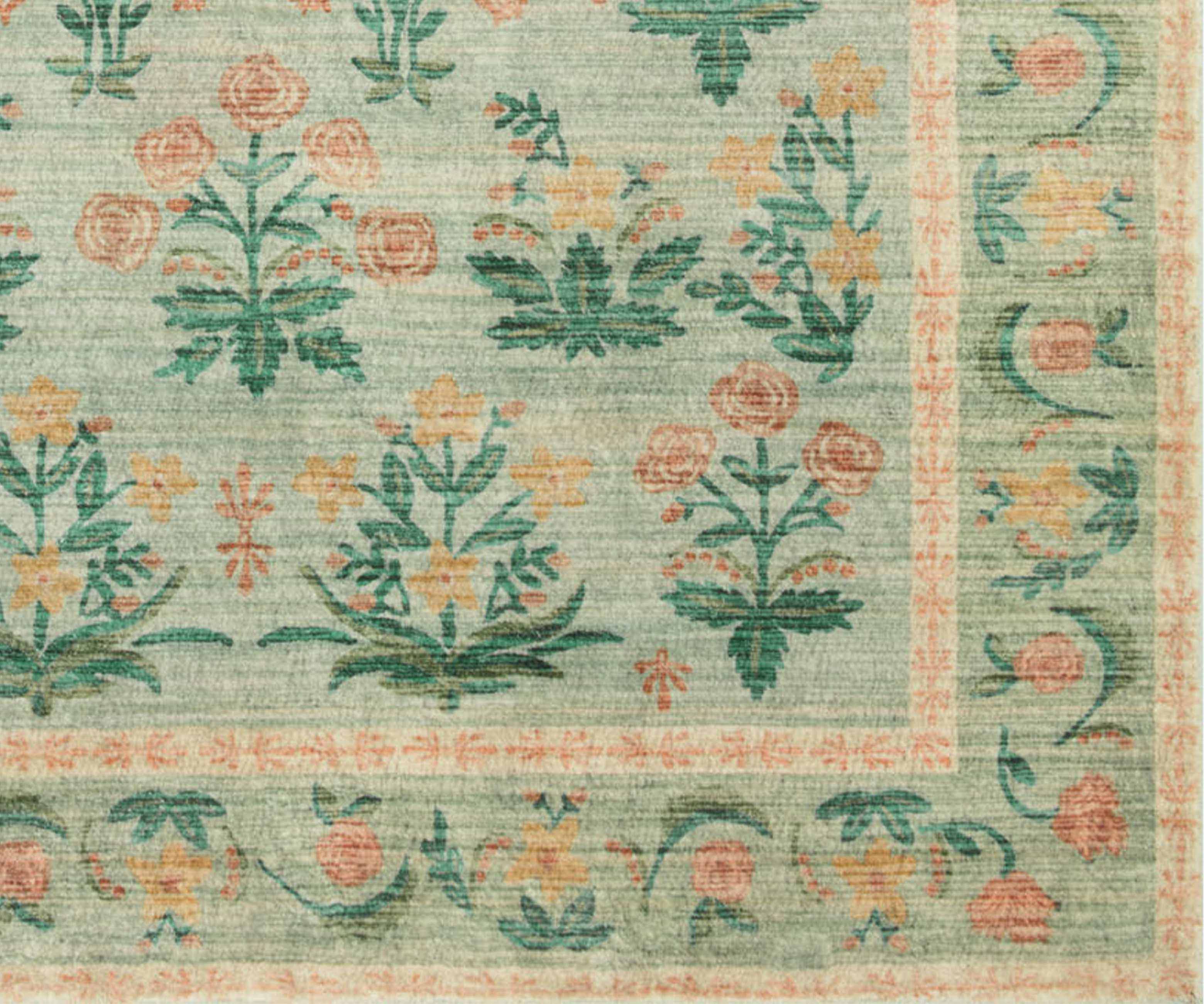 Eden Mughal Rose Power Loomed Rug - Moss - Image 4