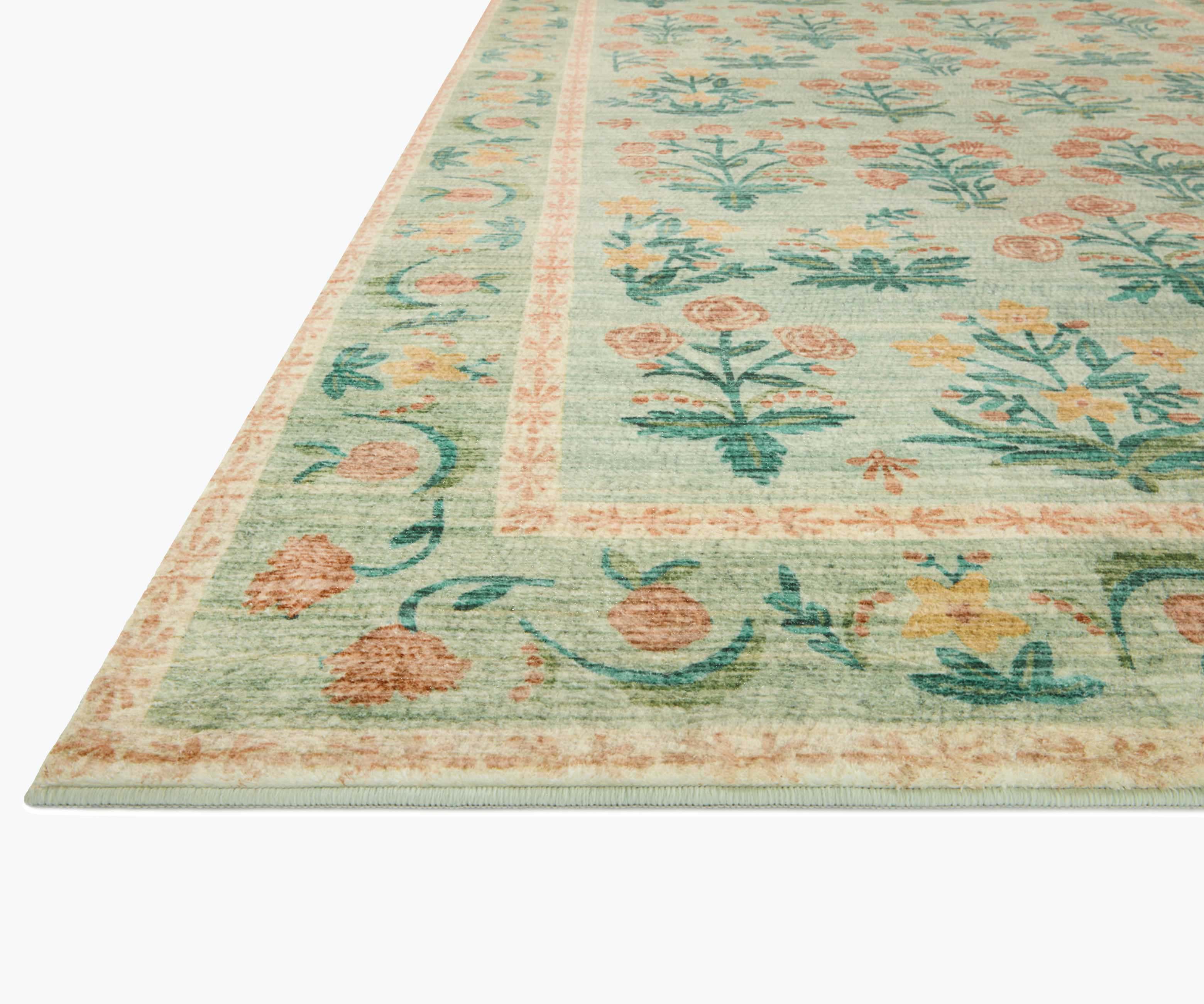 Eden Mughal Rose Power Loomed Rug - Moss - Image 5