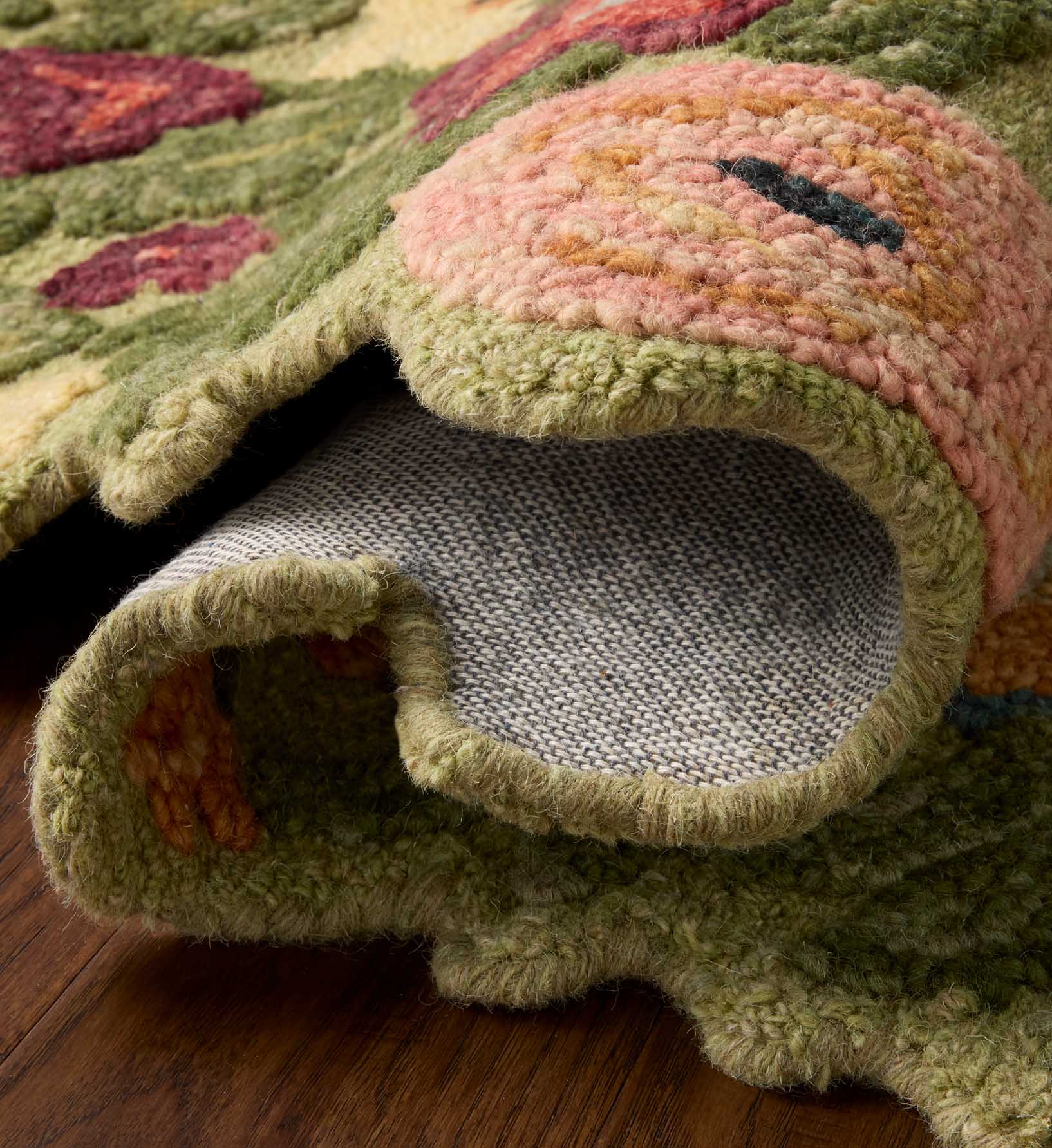 Edith Wool Hooked Rug - Green - Image 4