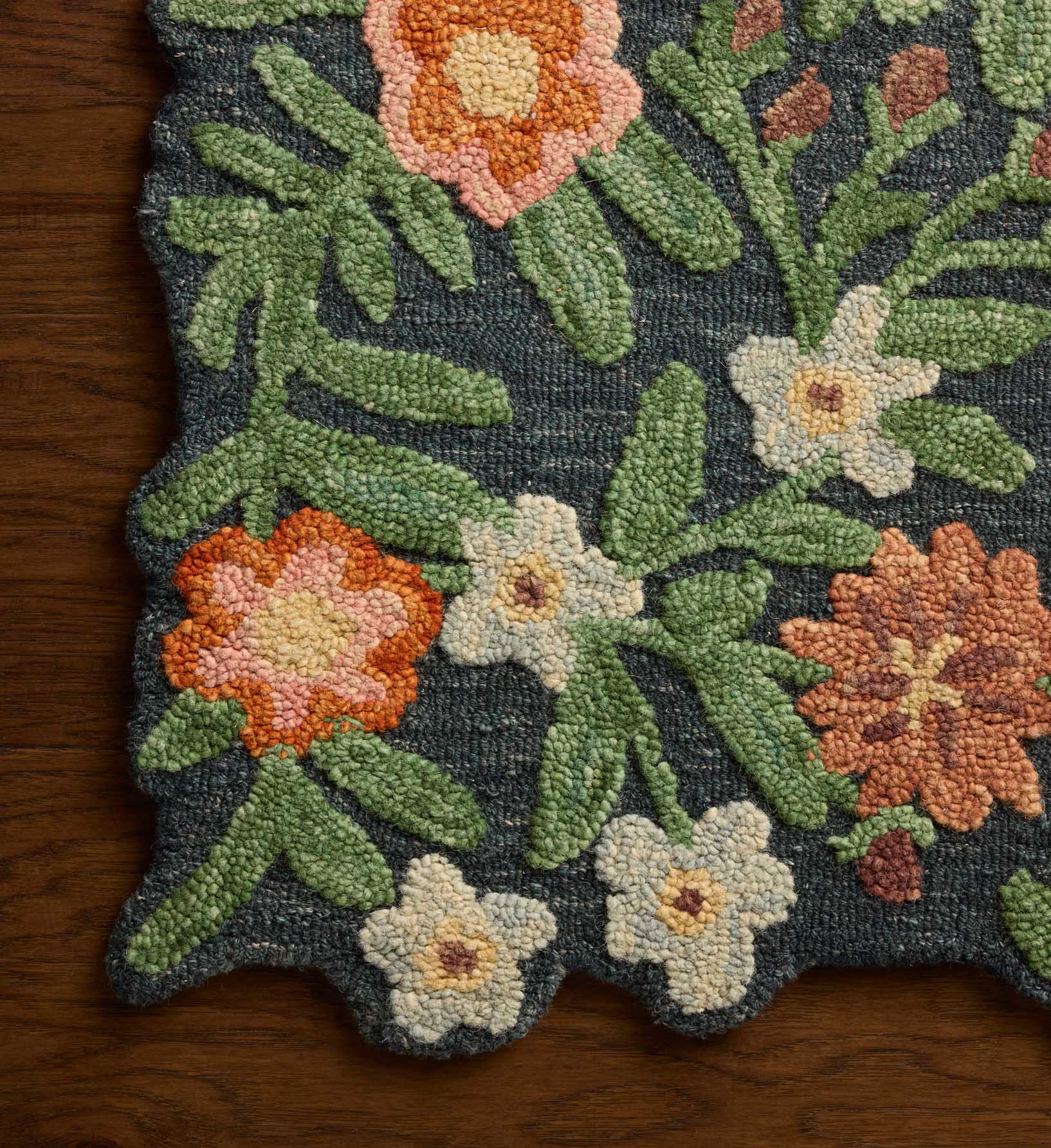 Edith Wool Hooked Rug - Navy - Image 2