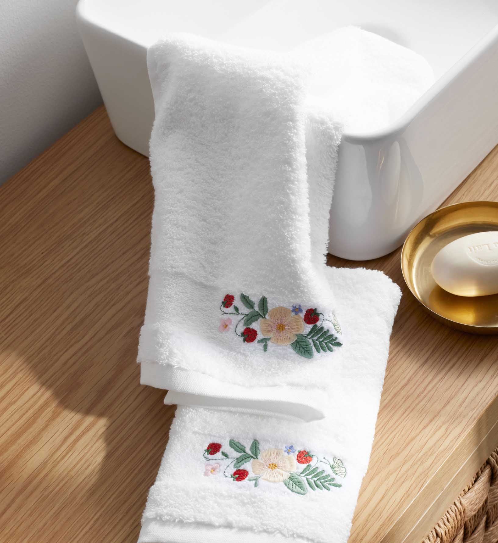 Embroidered Guest Towel - Strawberry Fields - Image 2