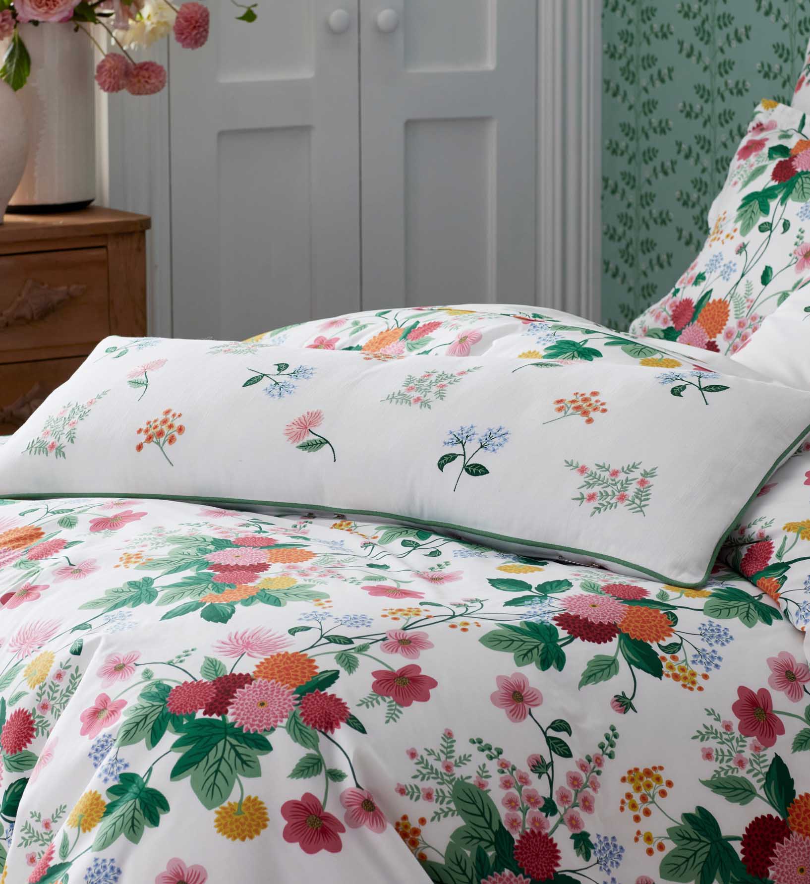 Embroidered Lumbar Pillow Cover - Dahlia - Image 2
